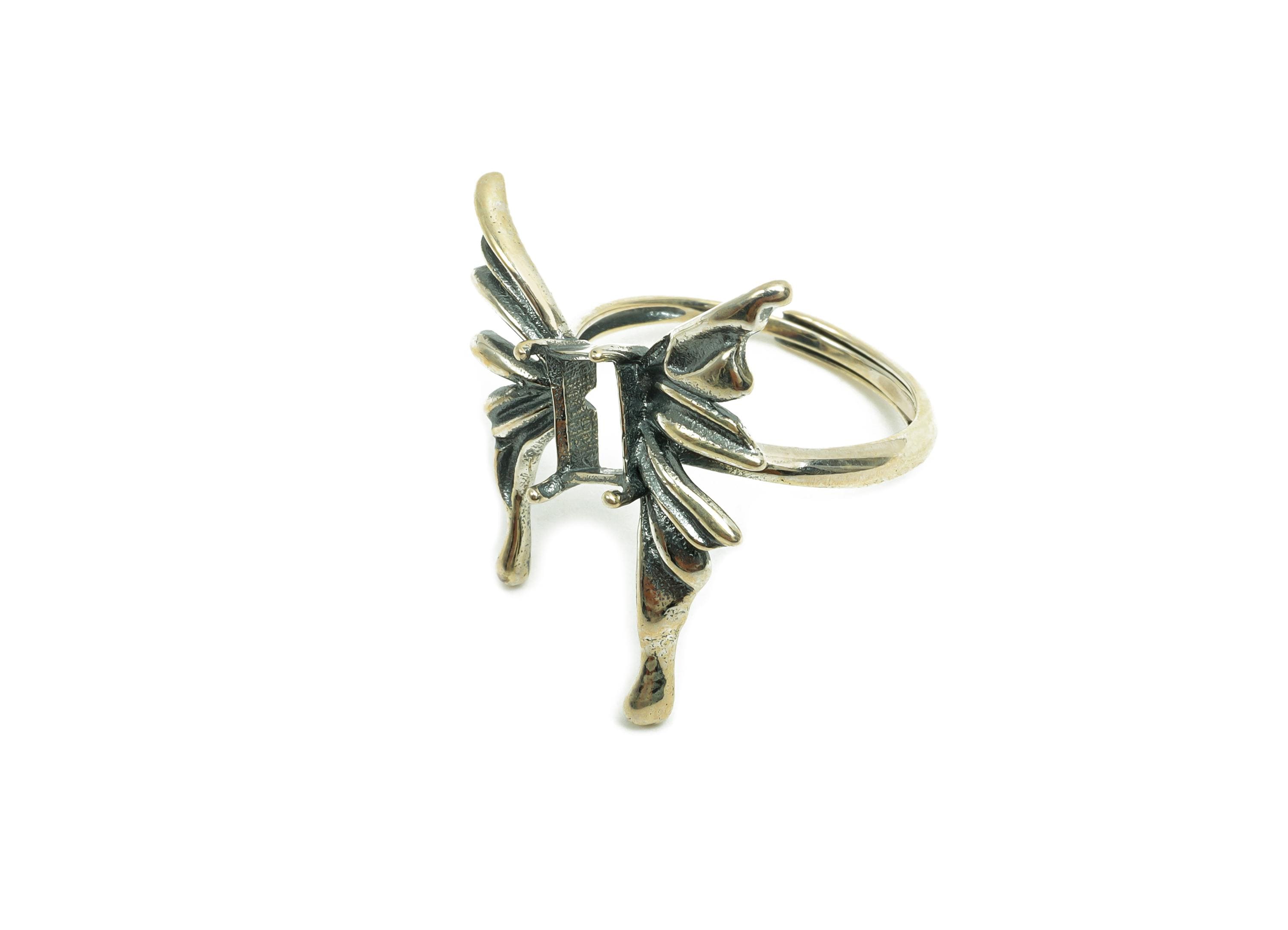 4x6mm Adjustable Rectangle Ring Setting  - Butterfly Adjustable Ring - Vintage Ring - For Jewelry - 925 Silver Sterling Silver - RGP7406 - DOMEDBAZAAR