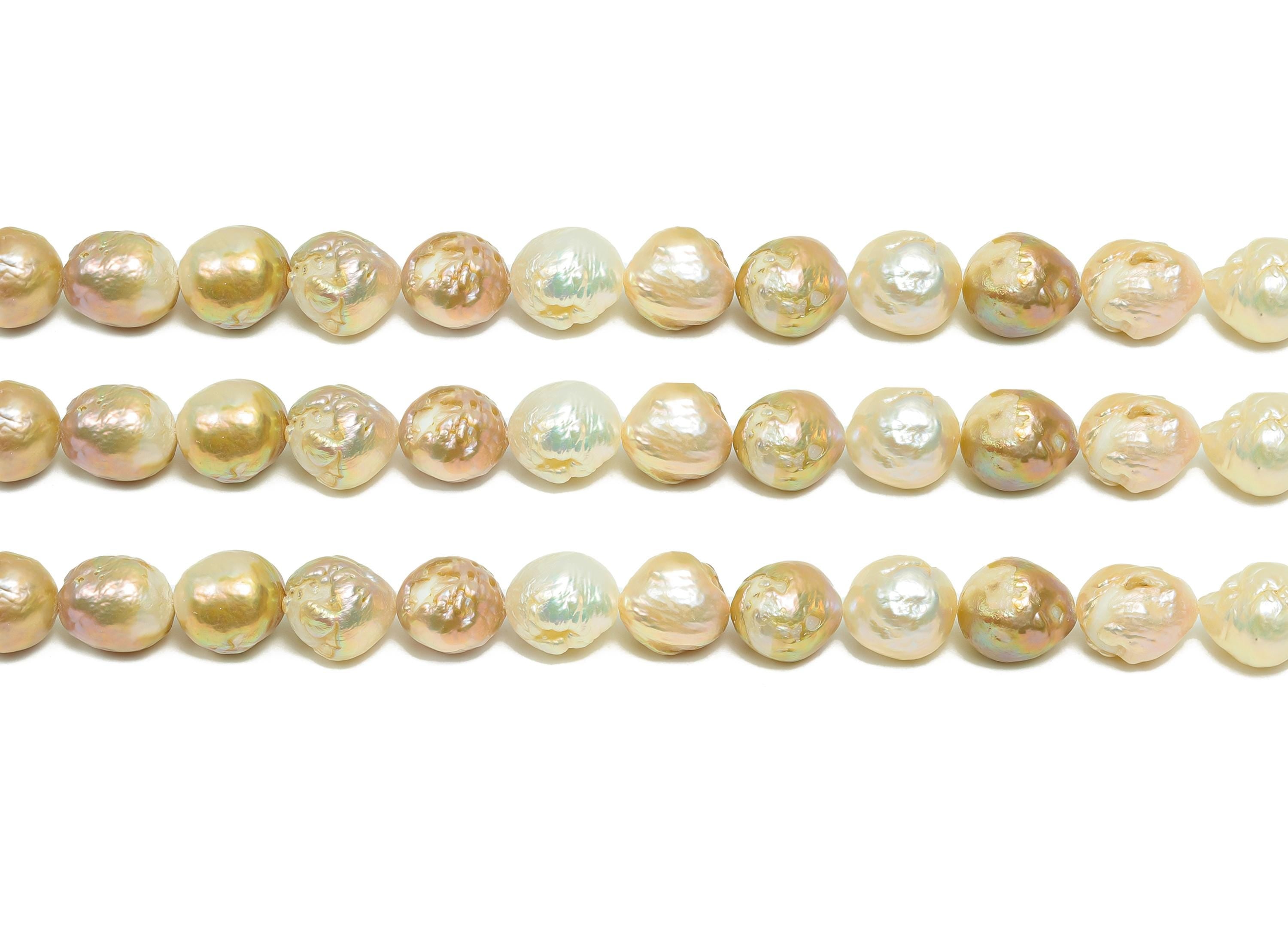 Natural Textured Pearl - Round Shaped Pearls - Pearl 30 pearls/strand - Natural Pearl - For Woman - 12.51x 11.6x11.44mm - RGP7046 - DOMEDBAZAAR