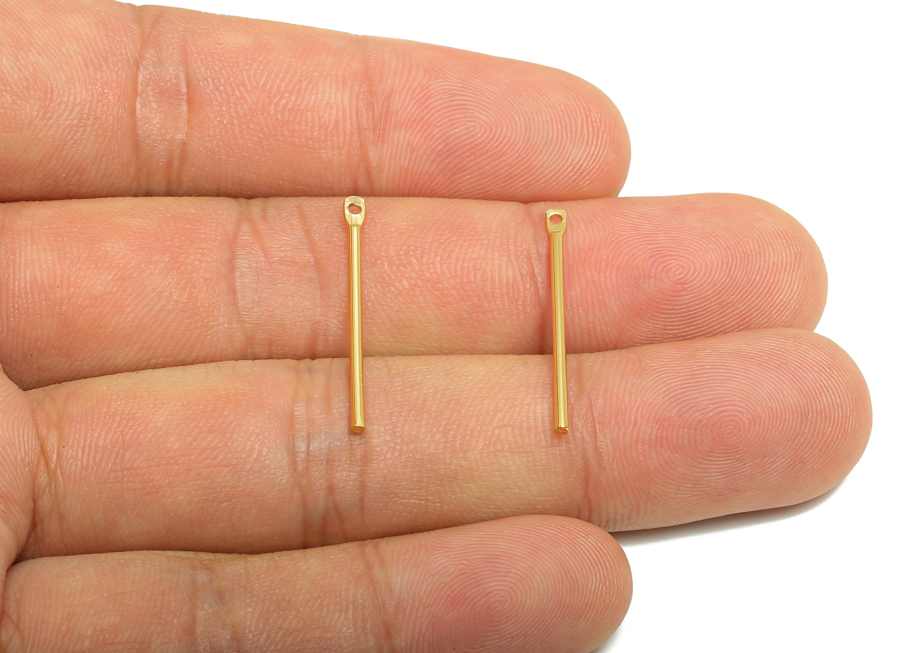 1.2*25mm Gold Bar Earring Charm - Brass Stick Charm For DIY Craft Jewelry - Gold Jewelry  Making Tools - 18K Real Gold Plating - RGP10208 - DOMEDBAZAAR
