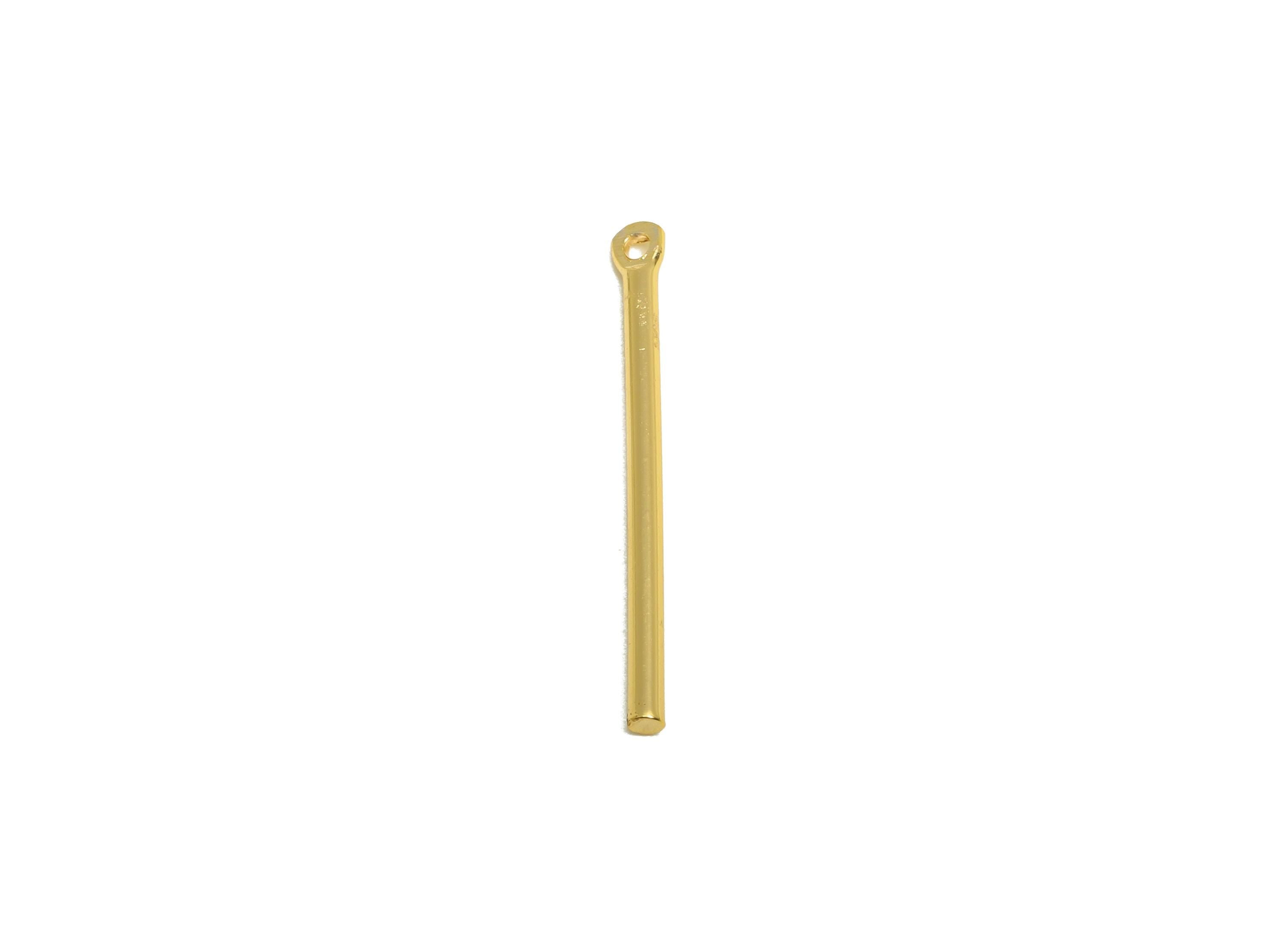 1.5*25mm Gold Bar Earring Charm - Brass Stick Charm For DIY Craft Jewelry - Gold Jewelry  Making Tools - 18K Real Gold Plating - RGP10202 - DOMEDBAZAAR