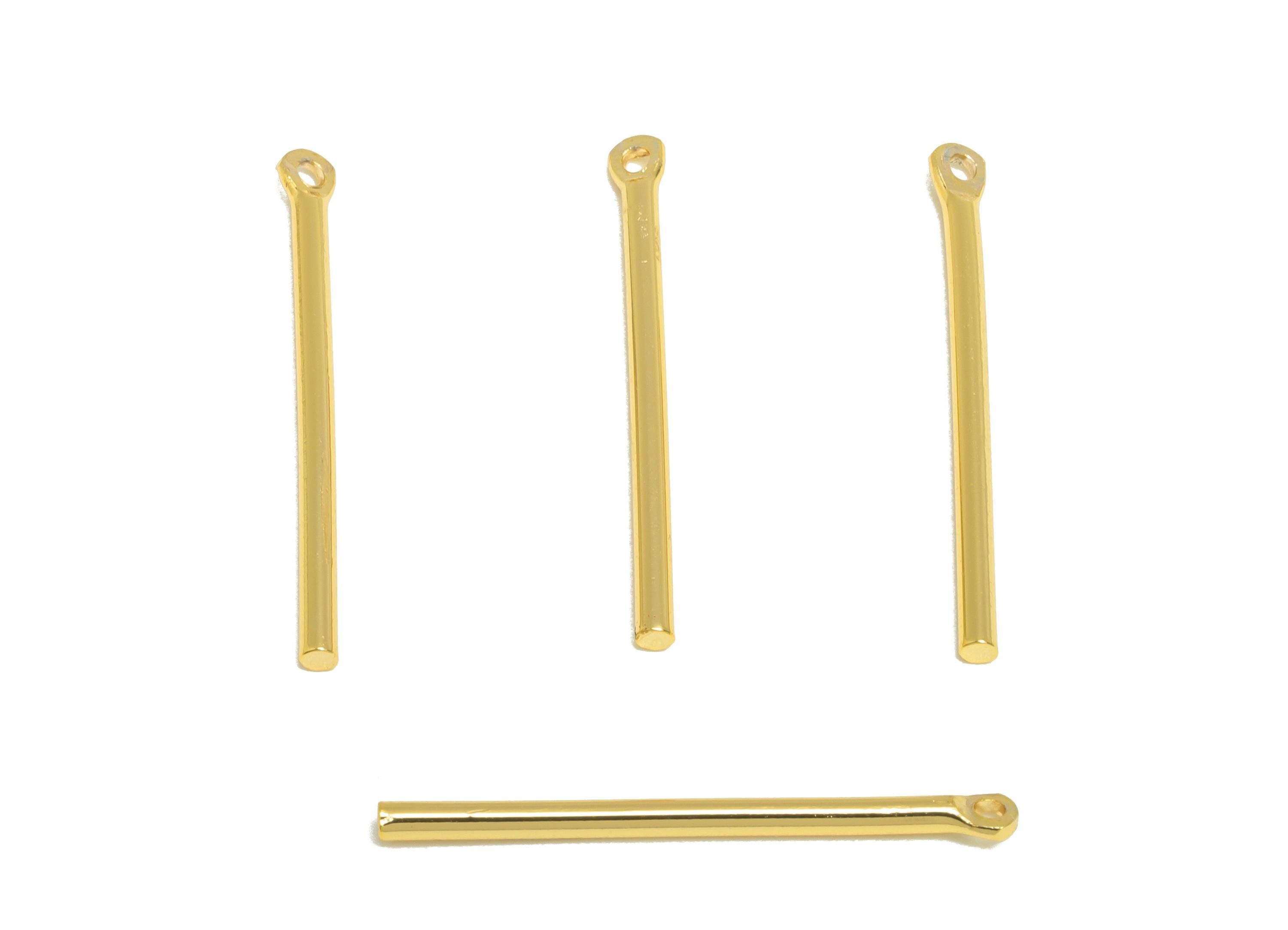 1.5*25mm Gold Bar Earring Charm - Brass Stick Charm For DIY Craft Jewelry - Gold Jewelry  Making Tools - 18K Real Gold Plating - RGP10202 - DOMEDBAZAAR