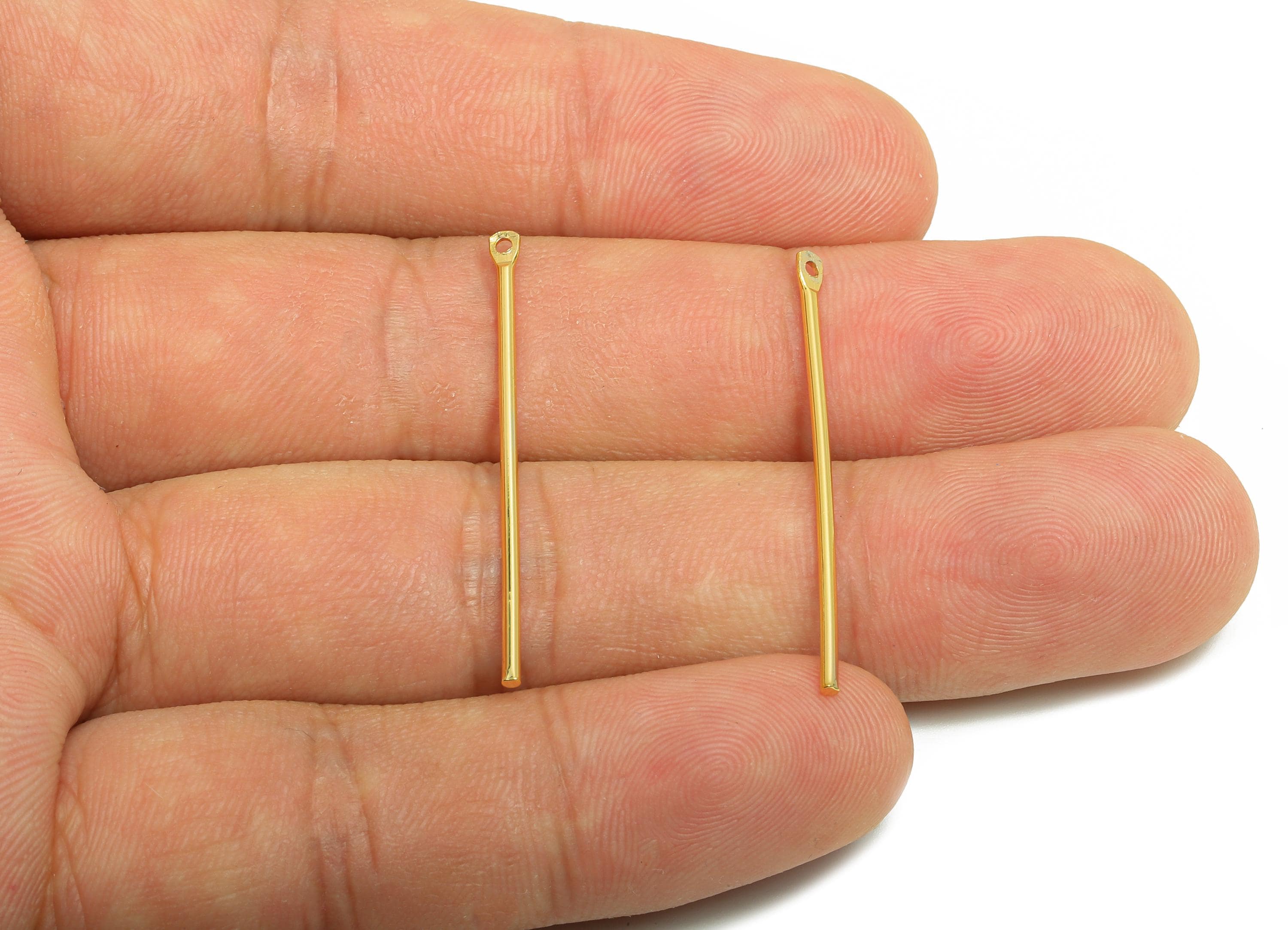 1.2*35mm Gold Bar Earring Charm - Brass Stick Charm For DIY Craft Jewelry - Gold Jewelry  Making Tools - 18K Real Gold Plating - RGP10206 - DOMEDBAZAAR