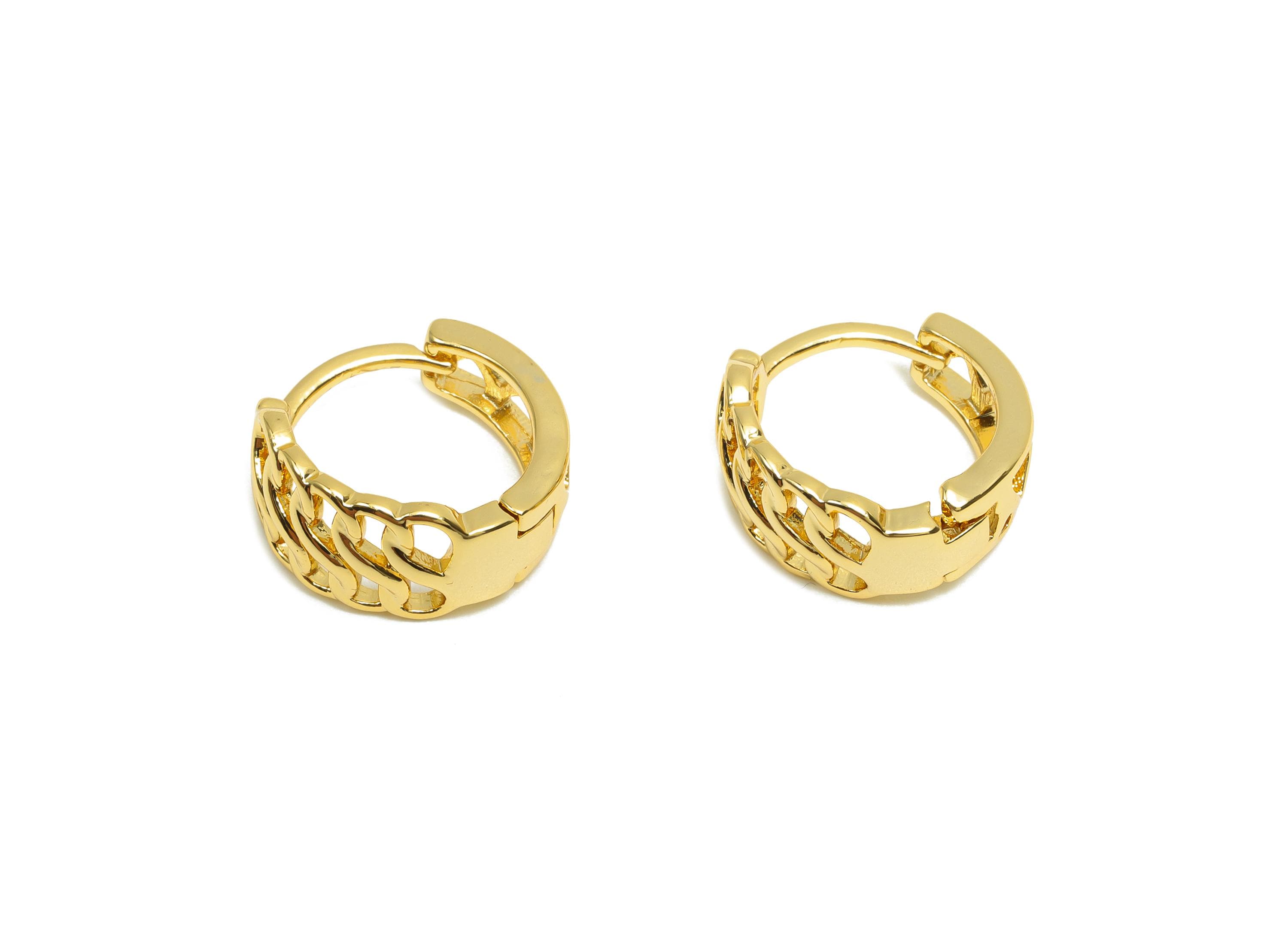 Brass Hoop Earring - Brass Hoop Huggie Earring - Hollow Clasp Earring - Gold Jewelry - For Her - 18K Real Gold Plating - 13x6x1mm - RGP8289 - DOMEDBAZAAR