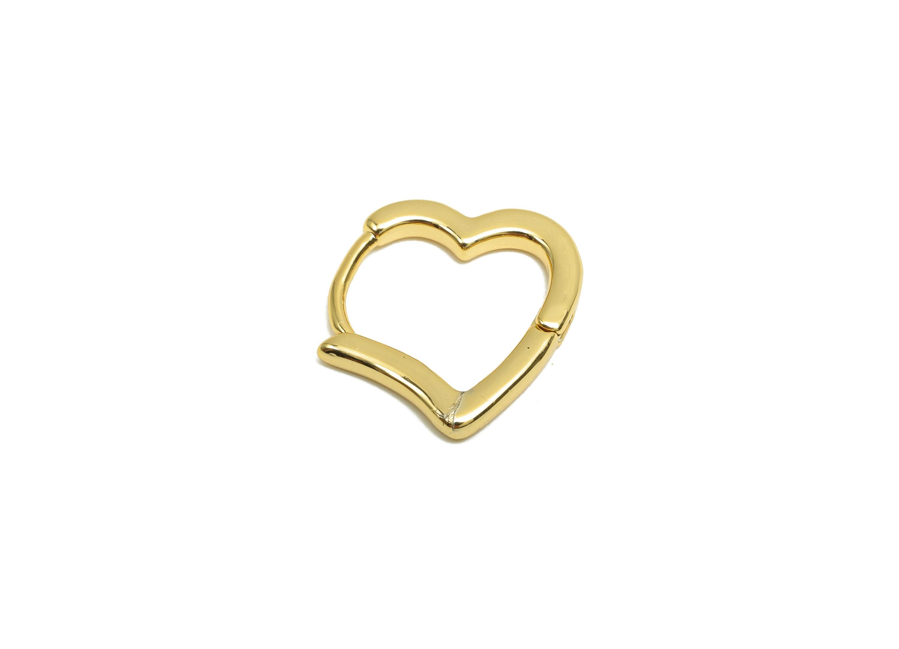 Heart Huggie Hoop Earring - For Women&#39;s Hoop Earring - Brass Valentine&#39;s Day Ear - 18K Real Gold Plating - 12.33x14.02x1.97mm - RGP8303 - DOMEDBAZAAR