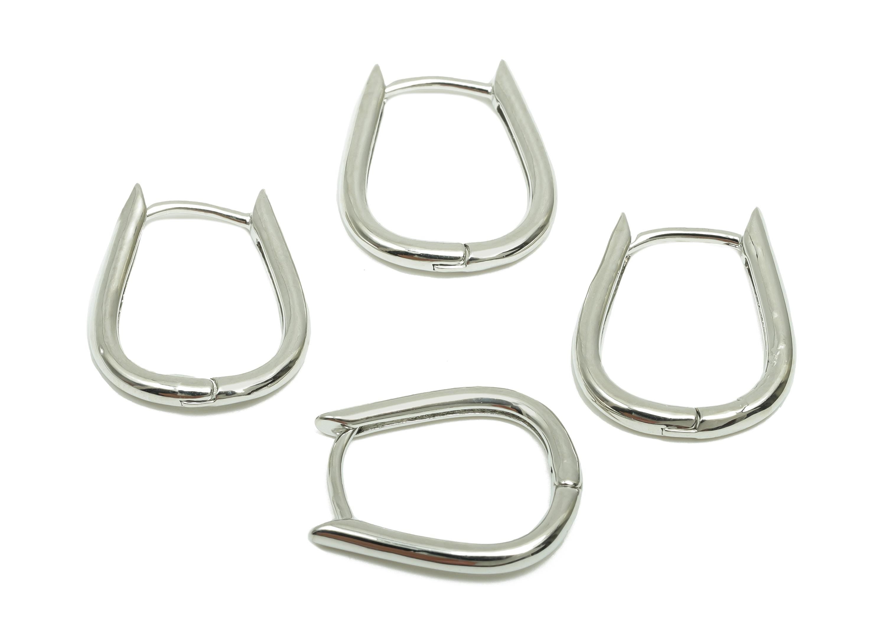 Drop U Huggie Hoop Earring - For Women&#39;s Hoop Earring - Brass Daily wear Earring - 18K Real White Gold Plated - 14.51x14.51x2.01mm - RGP8230 - DOMEDBAZAAR