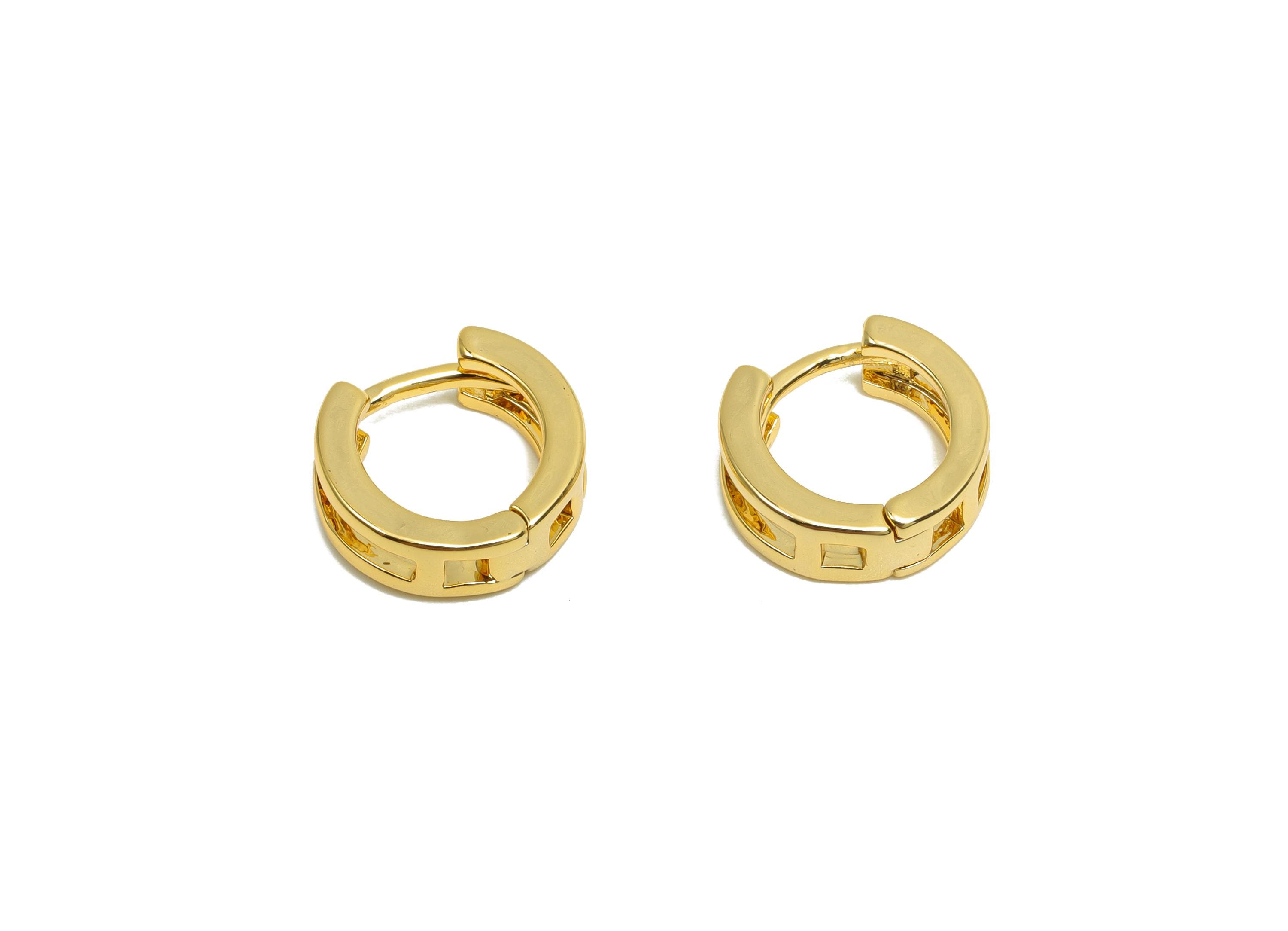 Brass Round Hoop Earring - Brass Huggie Hoop Earring - Gold Jewelry Hoop Earring - For Her - 18K Real Gold Plating - 10.01x10x2mm - RGP8318 - DOMEDBAZAAR