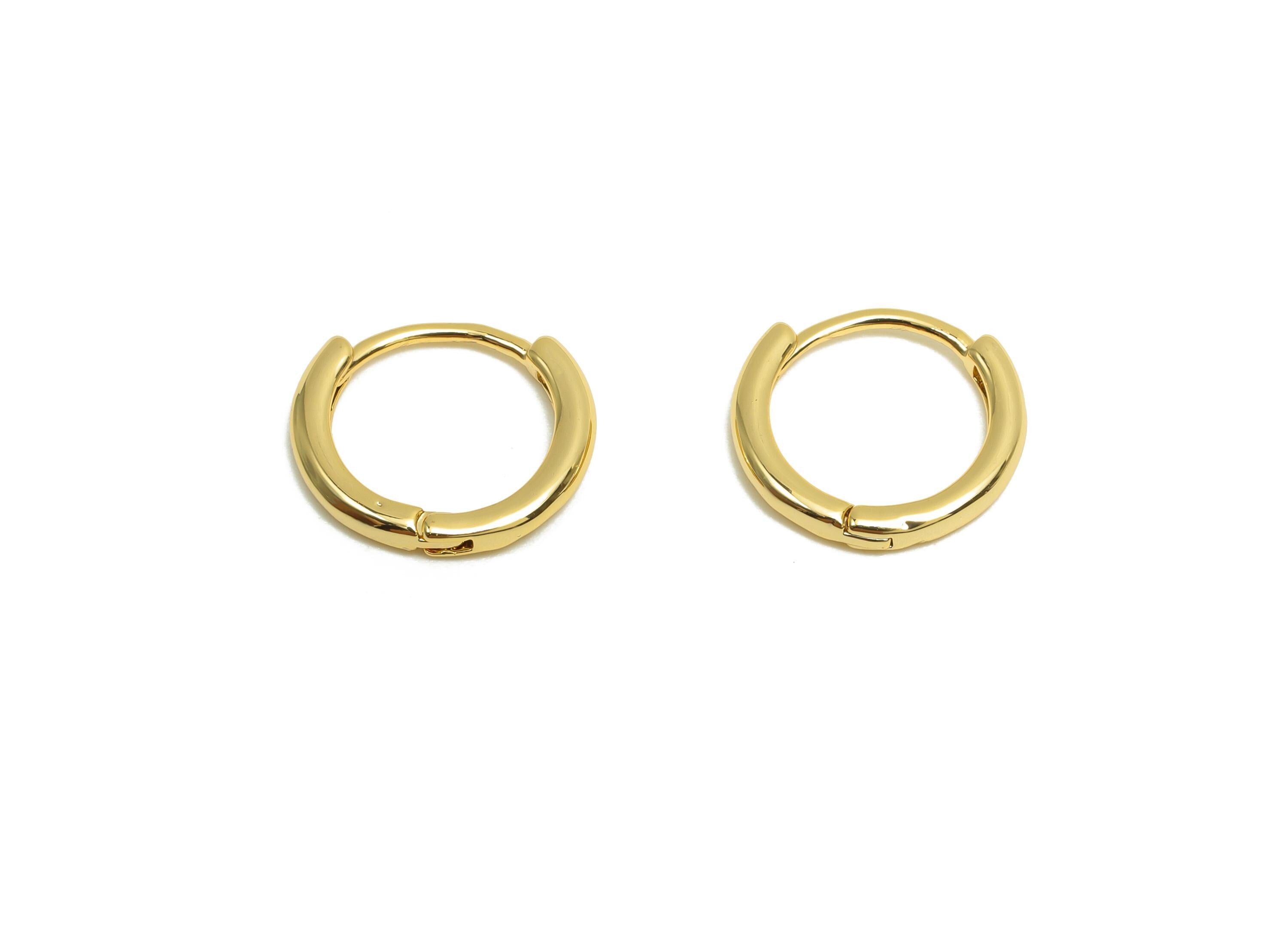 Brass Huggie Hoop Earring - Minimalist Gift For Her - Gold Jewelry Hoop Clasp Earring - 18K Real Gold Plating - 10.9x11.86x1.6mm - RGP8316 - DOMEDBAZAAR