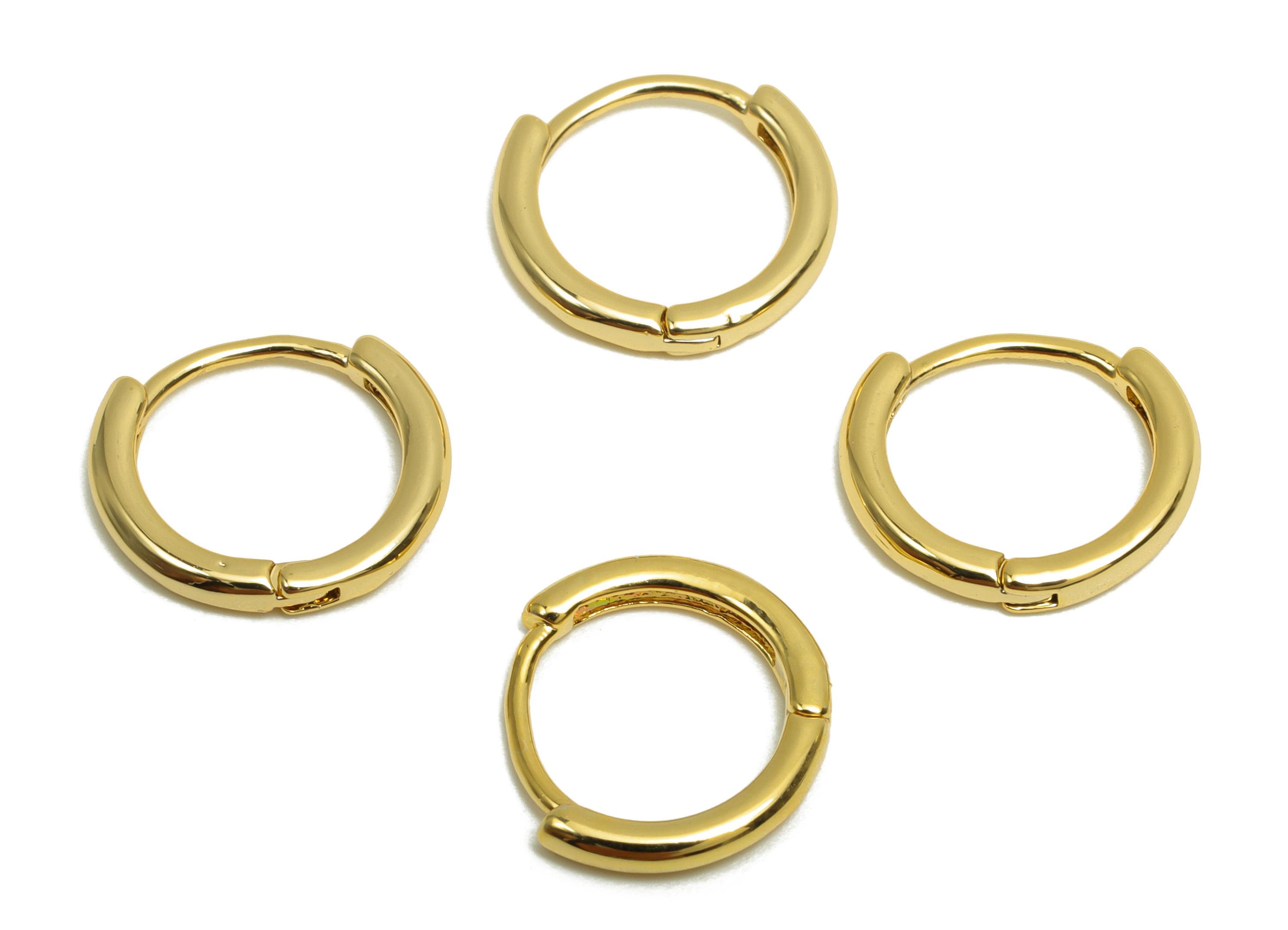 Brass Huggie Hoop Earring - Minimalist Gift For Her - Gold Jewelry Hoop Clasp Earring - 18K Real Gold Plating - 10.9x11.86x1.6mm - RGP8316 - DOMEDBAZAAR