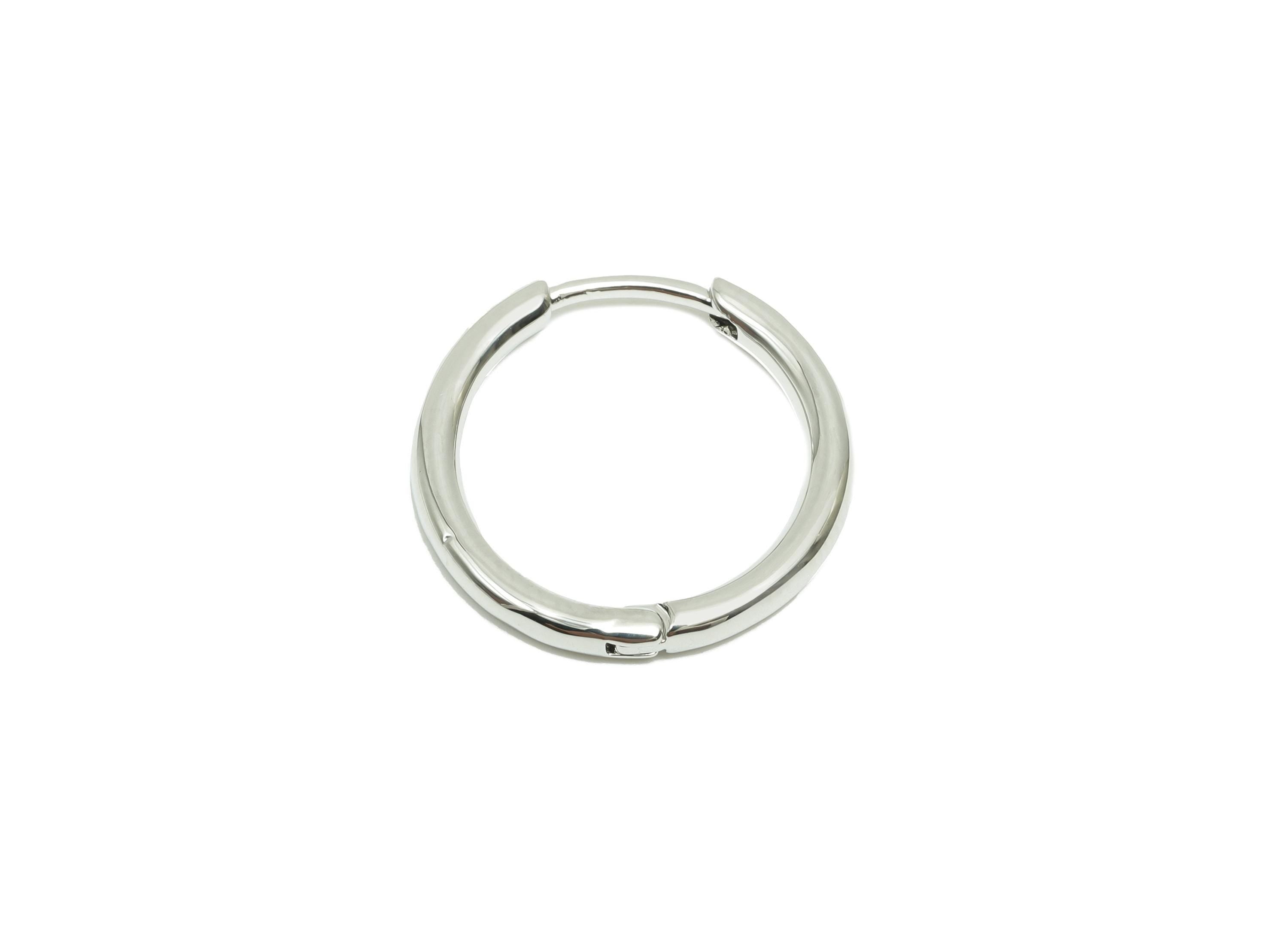 Round Minimalist Earring - For Women&#39;s Huggie U Earring - Brass Daily Wear Hoop Ear - 18K Real White Gold Plated- 17.89x18.49x2.32mm-RGP8236 - DOMEDBAZAAR