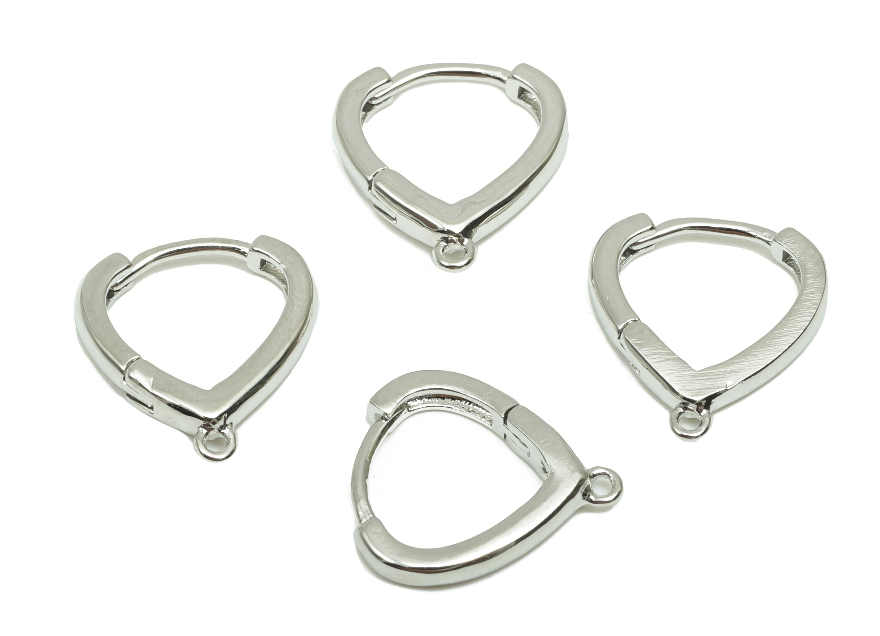 Triangle Huggie Earring - For lady&#39;s Hoop Earring - Brass Daily Wear Hoop Earring - 18K Real White Gold Plated - 15.50x13.61x2.53mm- RGP8237 - DOMEDBAZAAR