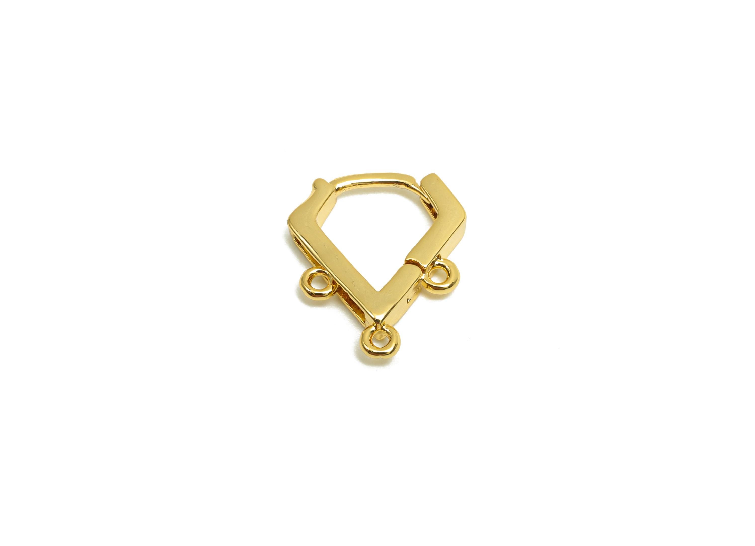 Brass Hoop Earring - Gift For Her - Brass Huggie Earring With Loop - Gold Jewelry - For Tassel - 18K Real Gold Plating - 14x11x1mm - RGP8292 - DOMEDBAZAAR