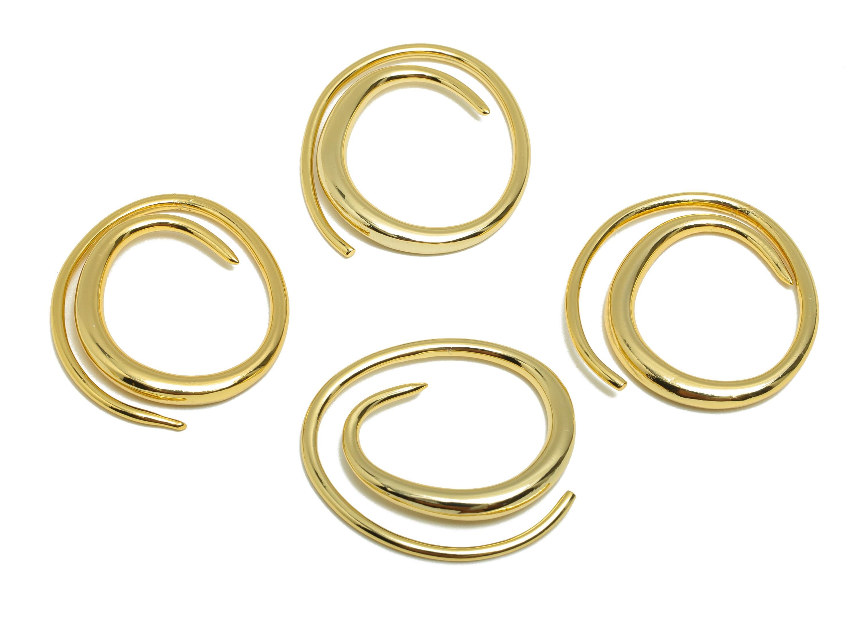 Brass Spiral Earring Wire - Gold Circle Earring Wire for Woman&#39;s - Minimalist Earring Wire - 18K Real Gold Plating - 25.4x23x2.74mm- RGP8859 - DOMEDBAZAAR