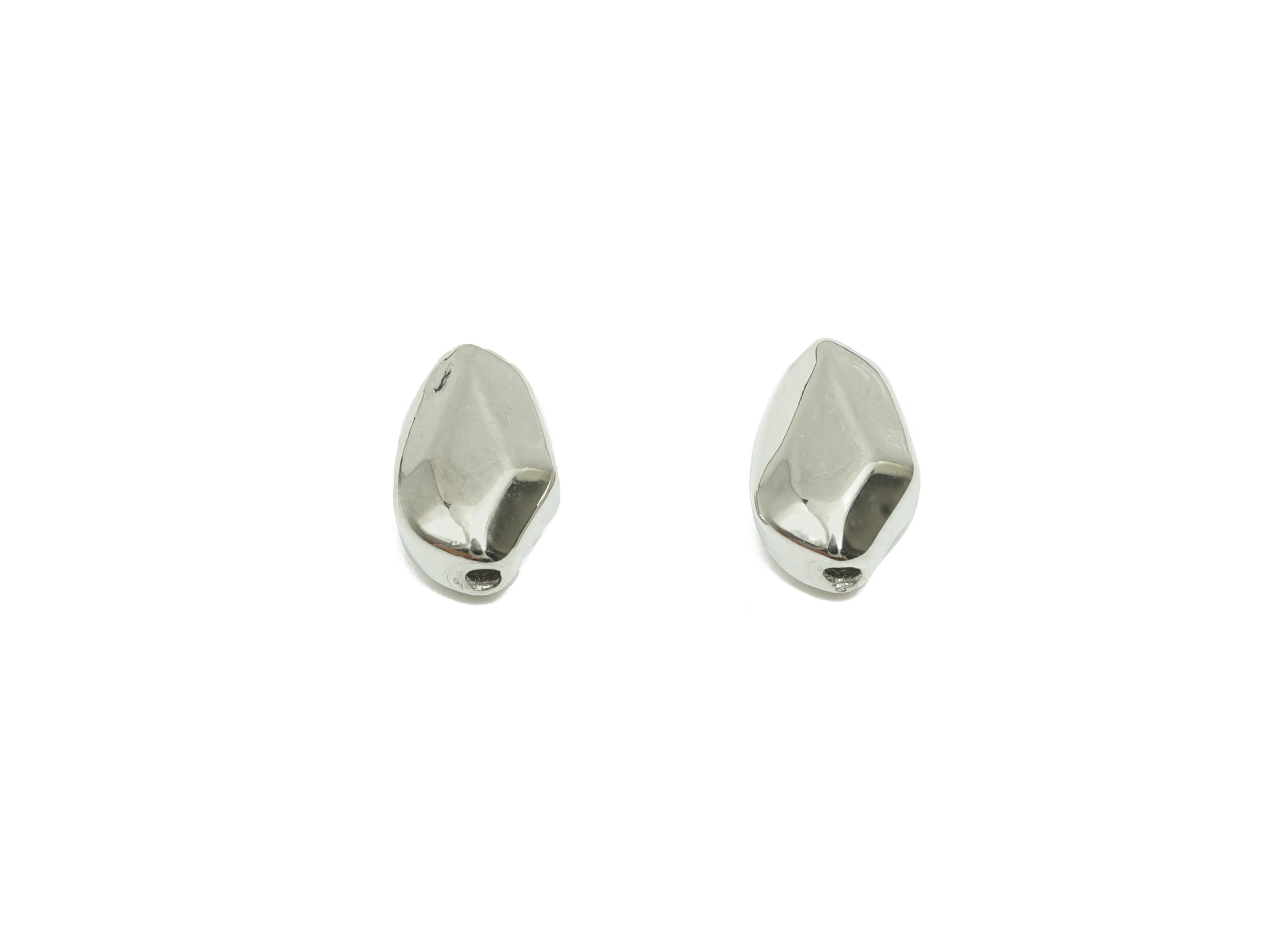 Bean Spacer Beads - Brass Smooth Bracelet Beads - Bean Spacer Beads for Necklace - 18K Real White Gold Plating - 10.28x6.61x4.33mm - RGP8253 - DOMEDBAZAAR