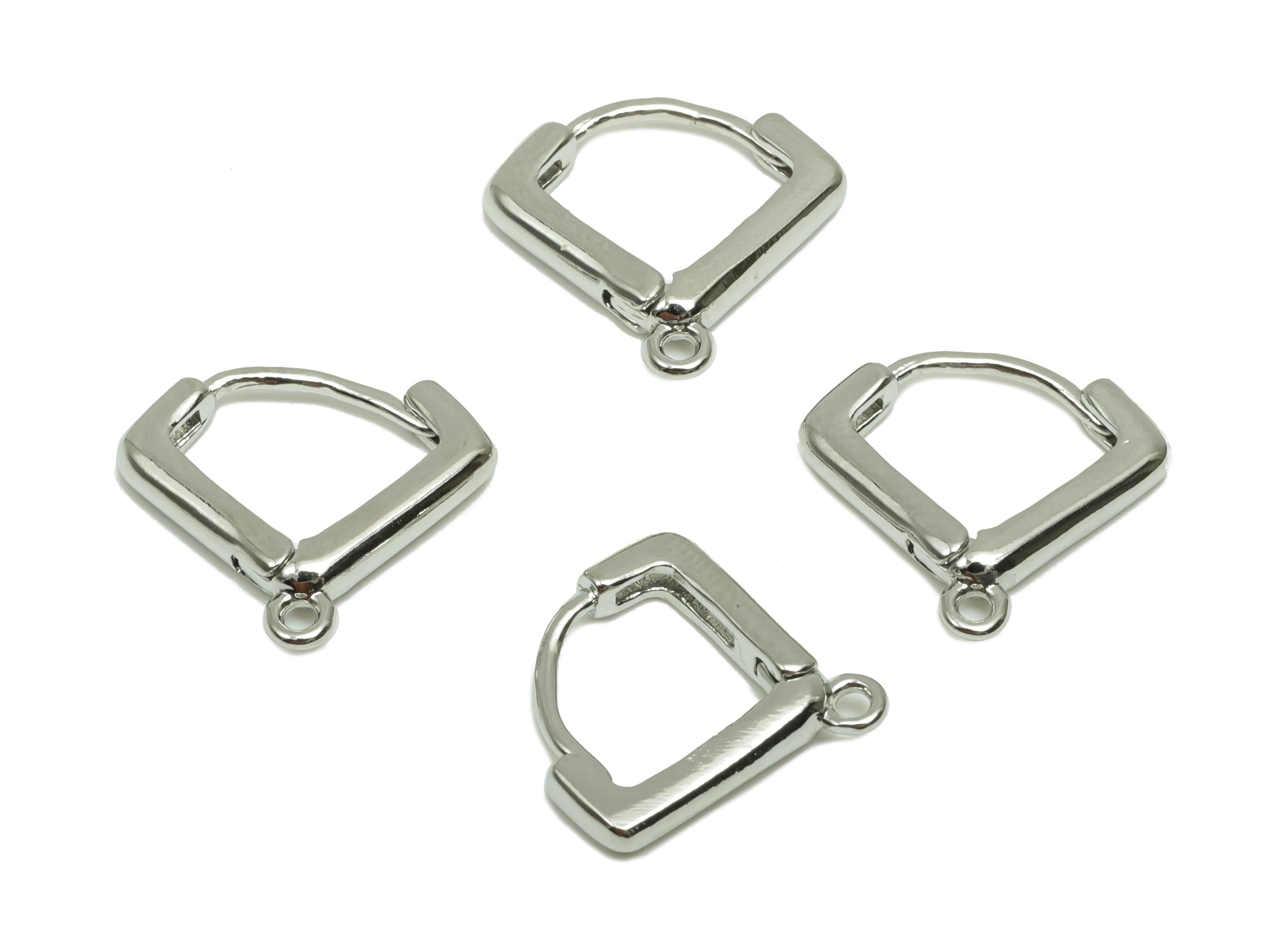 Triangle Huggie Earring - For Lady&#39;s Hoop Earring - Brass Daily Wear Hoop Earring - 18K Real White Gold Plated - 12.16x13.28x2.22mm- RGP8256 - DOMEDBAZAAR