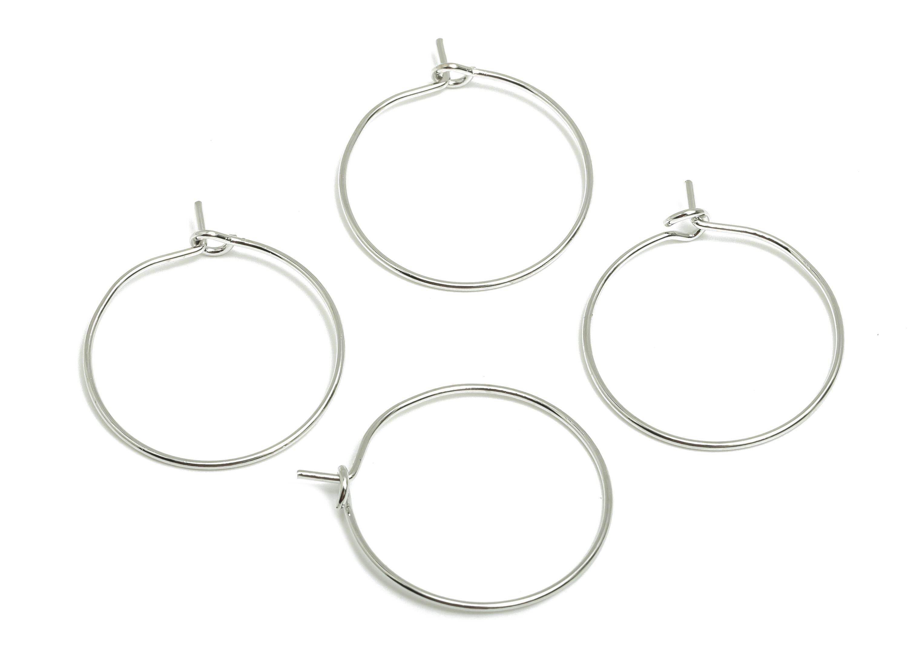 Brass Hoop Earring - Latch Closure Earring - Hoop Earring For Handmade Jeweler Making - 18K Real White Gold Plated - 20x20x1mm - RGP10281-20 - DOMEDBAZAAR