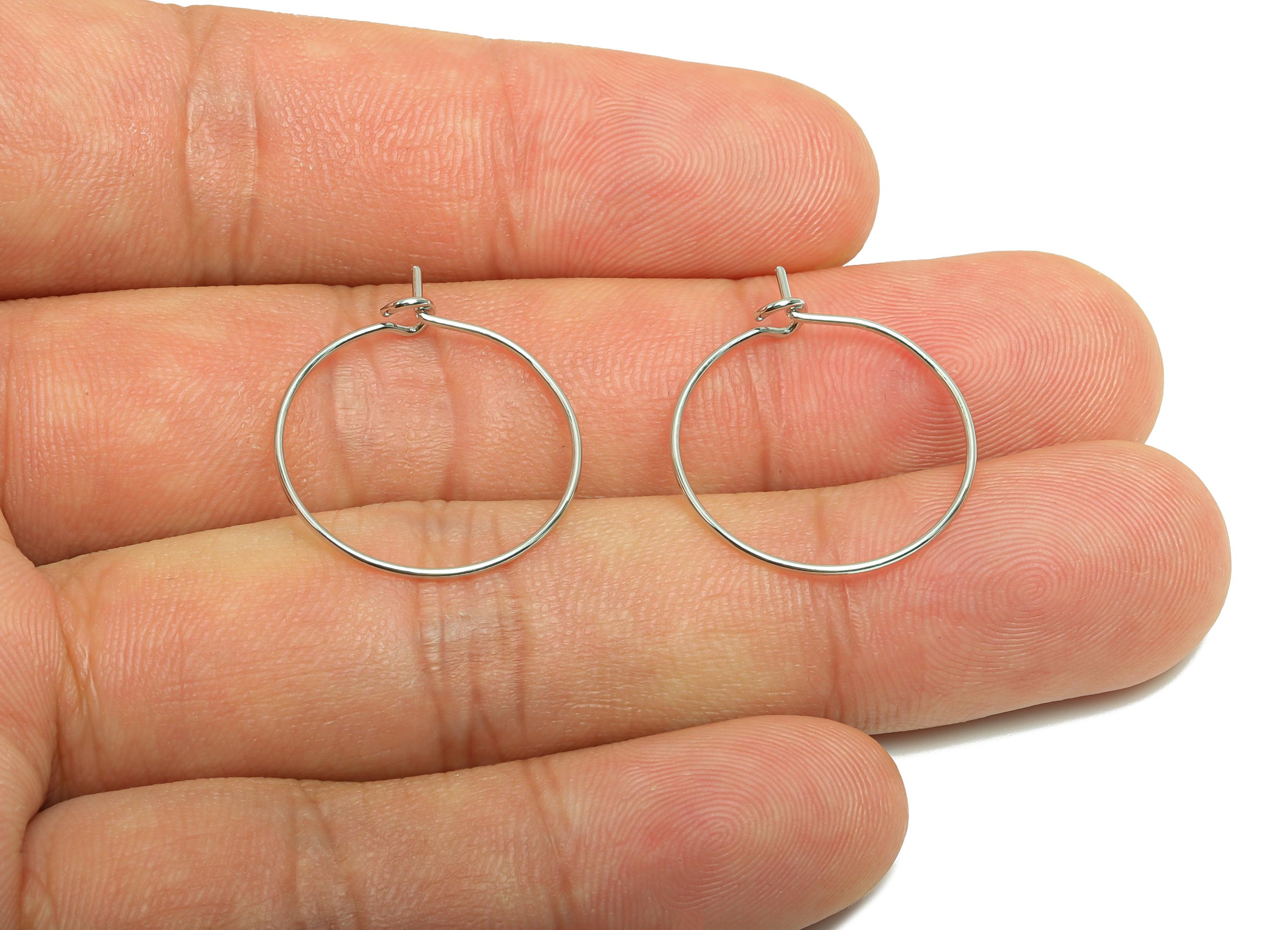 Brass Hoop Earring - Latch Closure Earring - Hoop Earring For Handmade Jeweler Making - 18K Real White Gold Plated - 20x20x1mm - RGP10281-20 - DOMEDBAZAAR