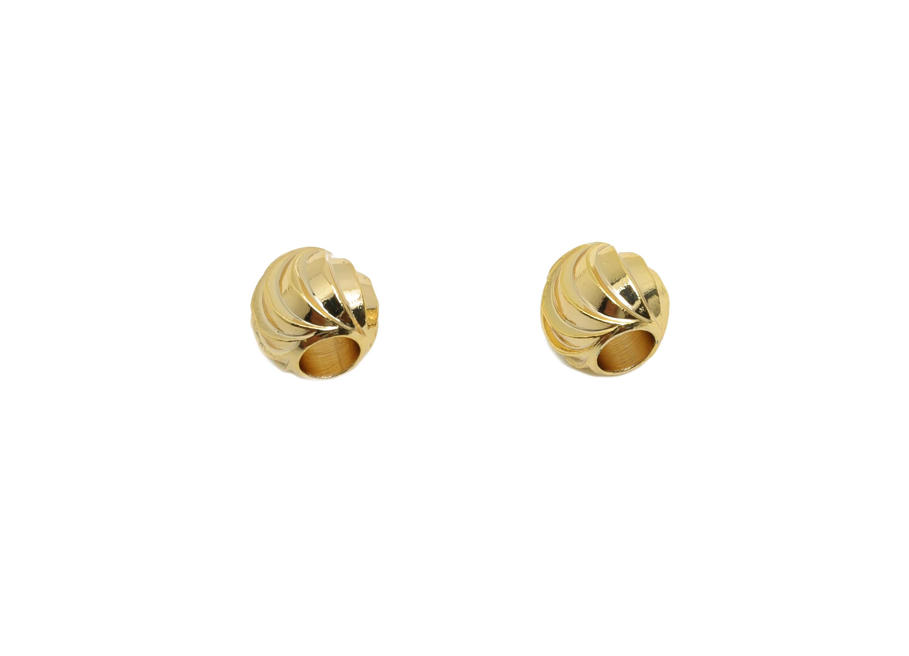 Brass Spacer Bead - Brass Gold Spacer Bead for Jewelry Making - Brass Swirl Design Bead - 18K Real Gold Plating - 5.8x5.3x5.3mm - RGP10162 - DOMEDBAZAAR