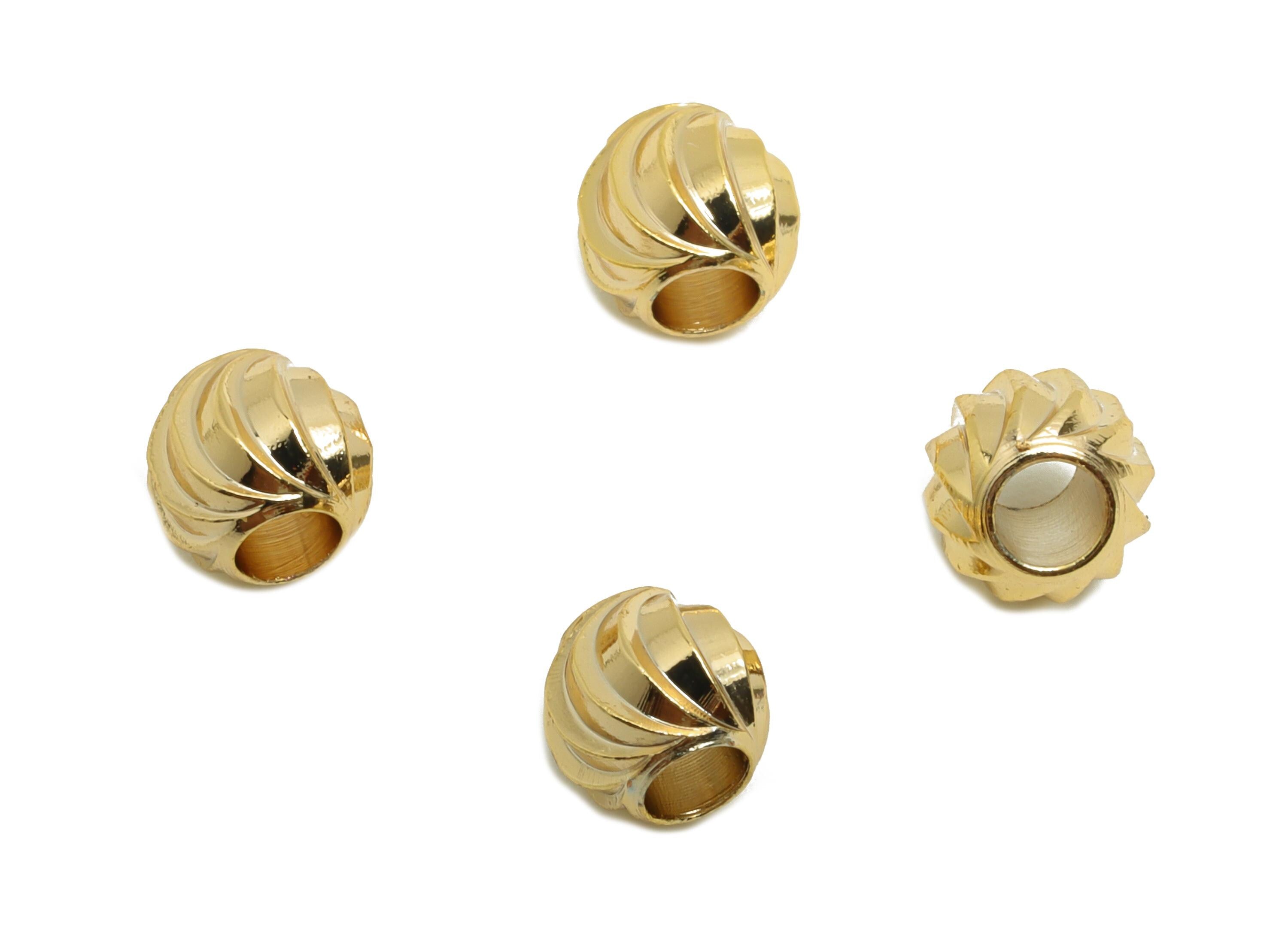 Brass Spacer Bead - Brass Gold Spacer Bead for Jewelry Making - Brass Swirl Design Bead - 18K Real Gold Plating - 5.8x5.3x5.3mm - RGP10162 - DOMEDBAZAAR