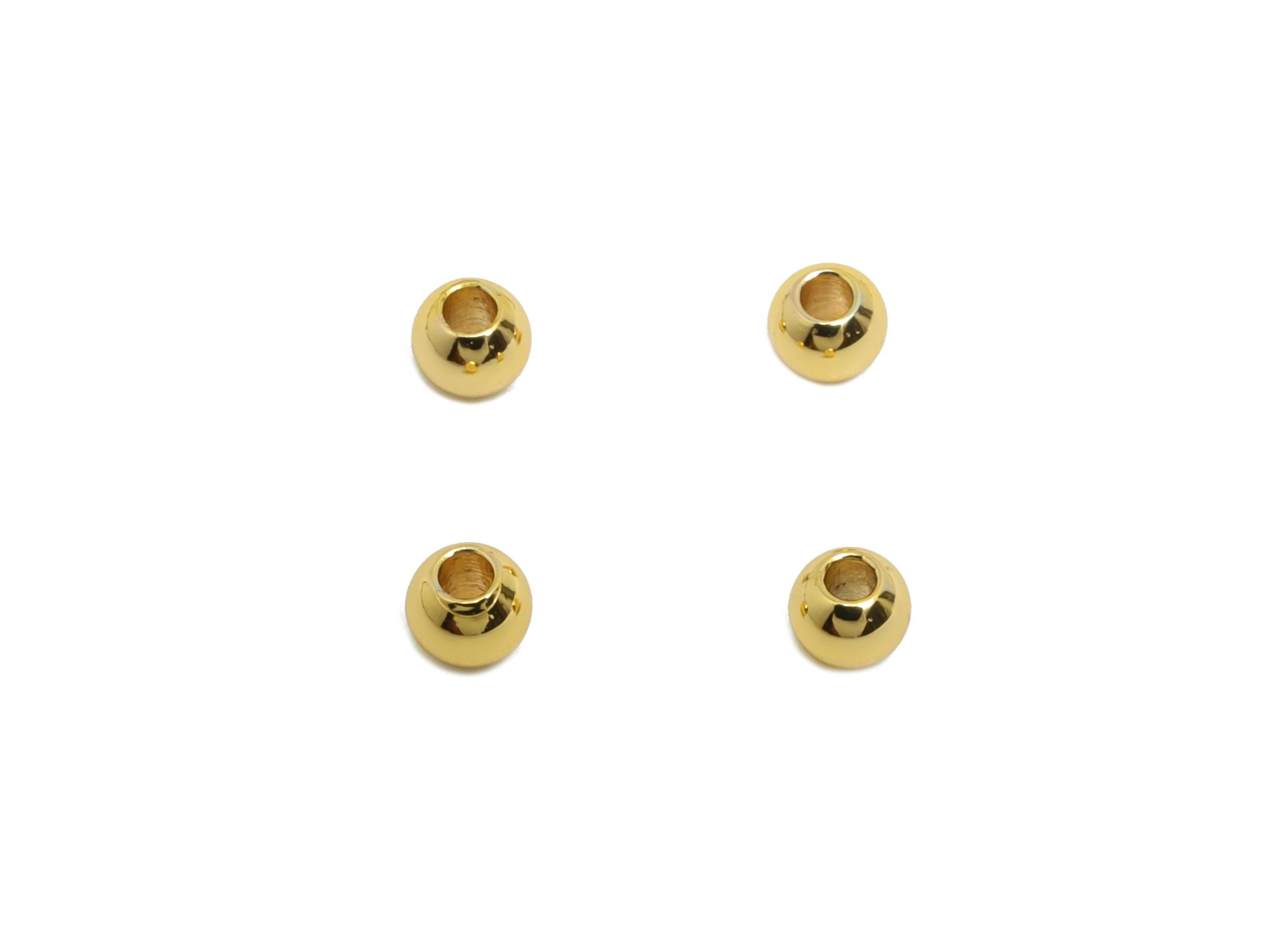Gold Round Spacer Bead - Brass Gold Accent Beads for Jewelry Making - DIY Beading Supplies - 18K Real Gold Plating - 3.83x3x3mm - RGP10194 - DOMEDBAZAAR