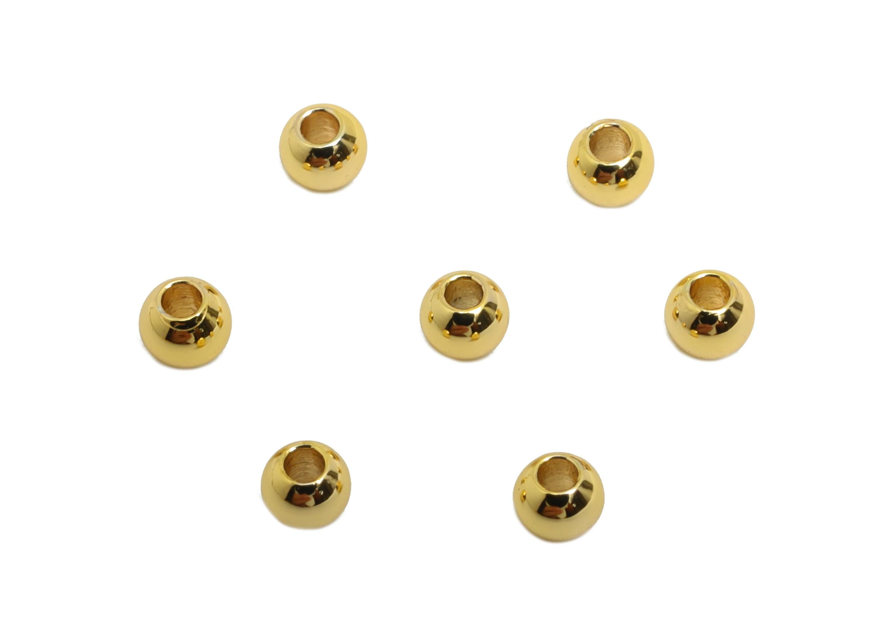 Brass Spacer Bead - Brass Gold Accent Beads for Jewelry Making - Brass Smooth Round Bead - 18K Real Gold Plating - 2.87x2.38x2mm - RGP10195