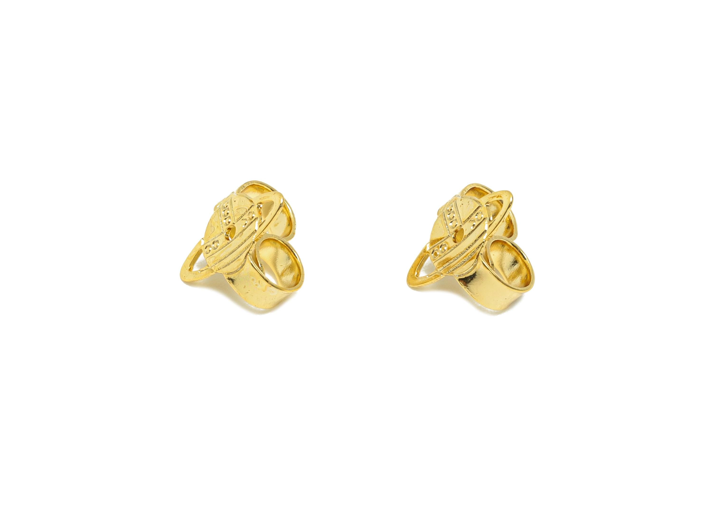 Brass Planet Earring Stopper - Gold Secure Earring Backs - Celestial Used as Ear Finding - 18K Real Gold Plating - 8.7x7.45x4.5mm - RGP8889 - DOMEDBAZAAR