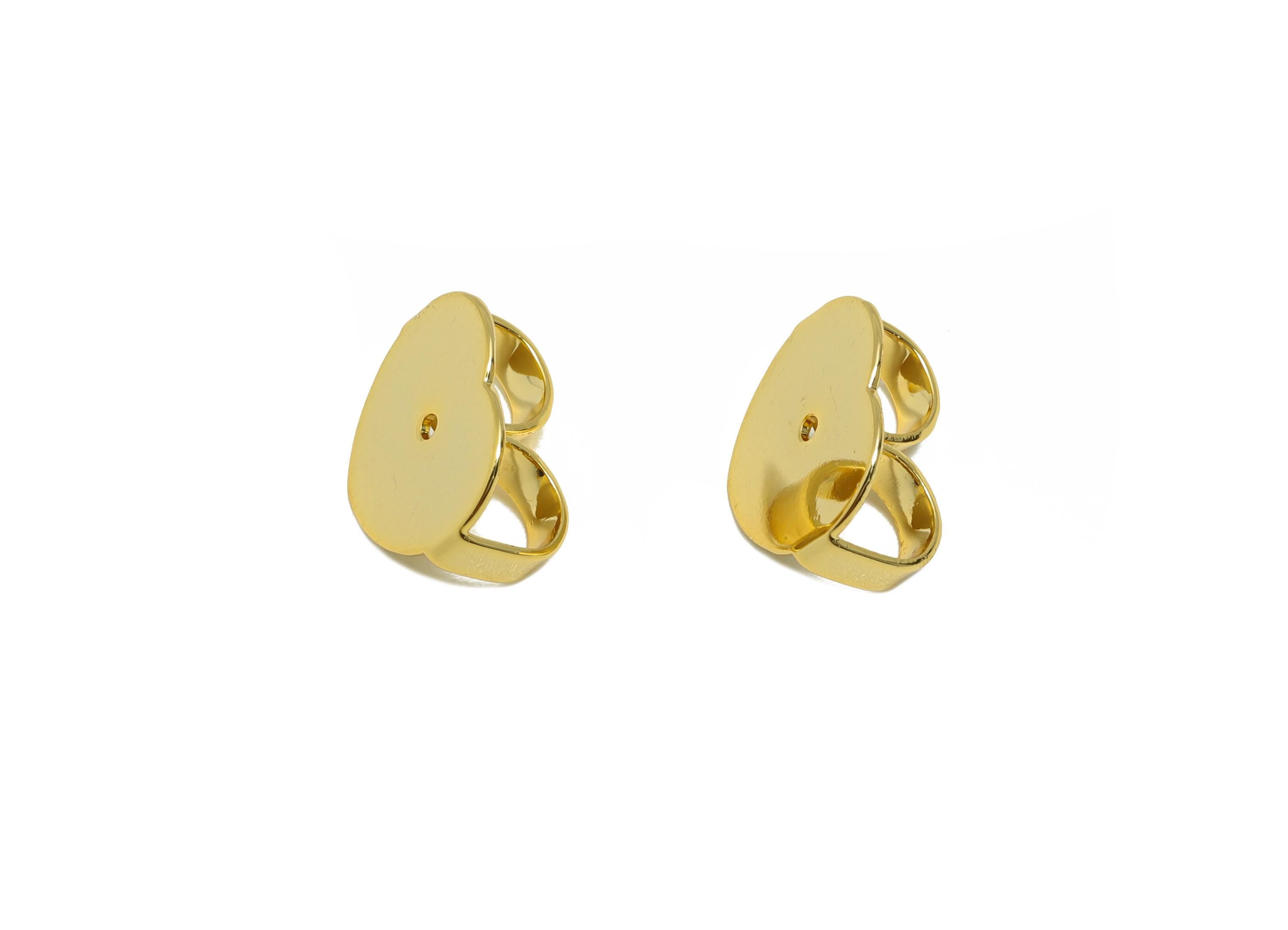 Brass Heart Earring Stopper - Gold Butterfly Earring Backs - Secure Clasp Used as Earring - 18K Real Gold Plating - 10.7x8.9x5.3mm - RGP8891 - DOMEDBAZAAR