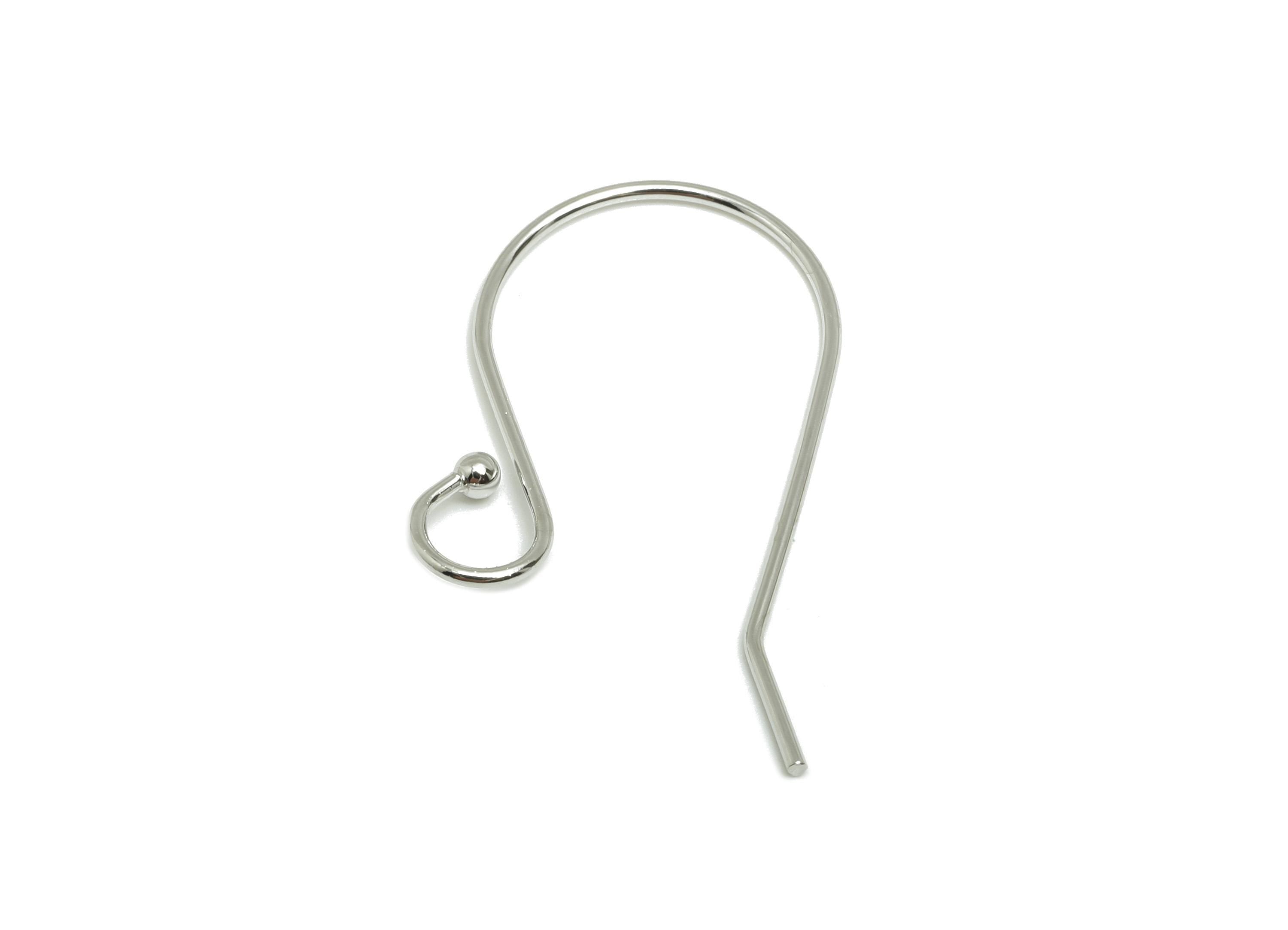 Brass Wire Hook - Metal Ear Wire Hook for Jewelry Making - Brass Hook Earwire for Earring - 18k Real White Gold Plated - 29x15x2mm -RGP10222 - DOMEDBAZAAR