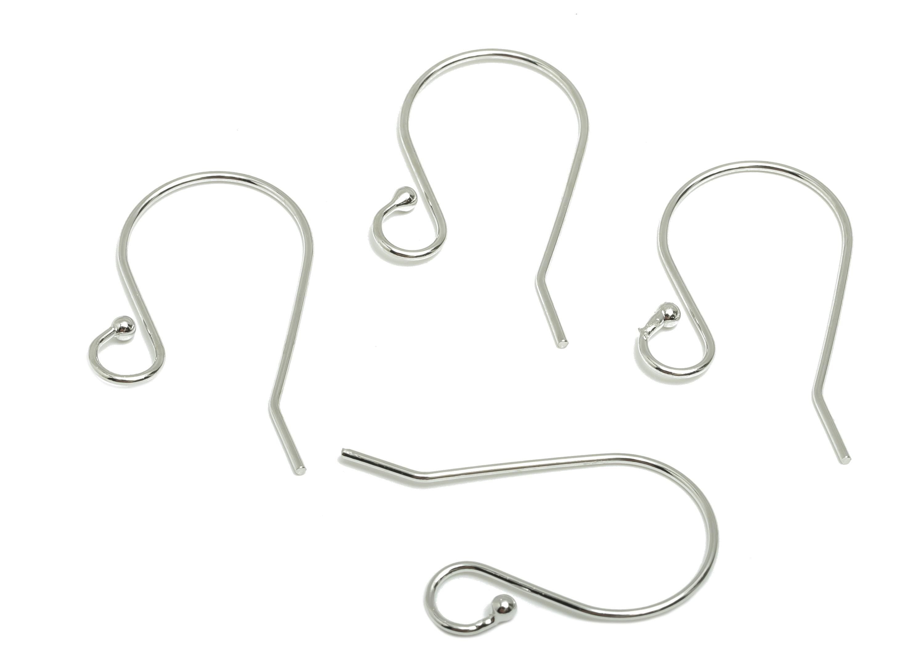 Brass Wire Hook - Metal Ear Wire Hook for Jewelry Making - Brass Hook Earwire for Earring - 18k Real White Gold Plated - 29x15x2mm -RGP10222 - DOMEDBAZAAR