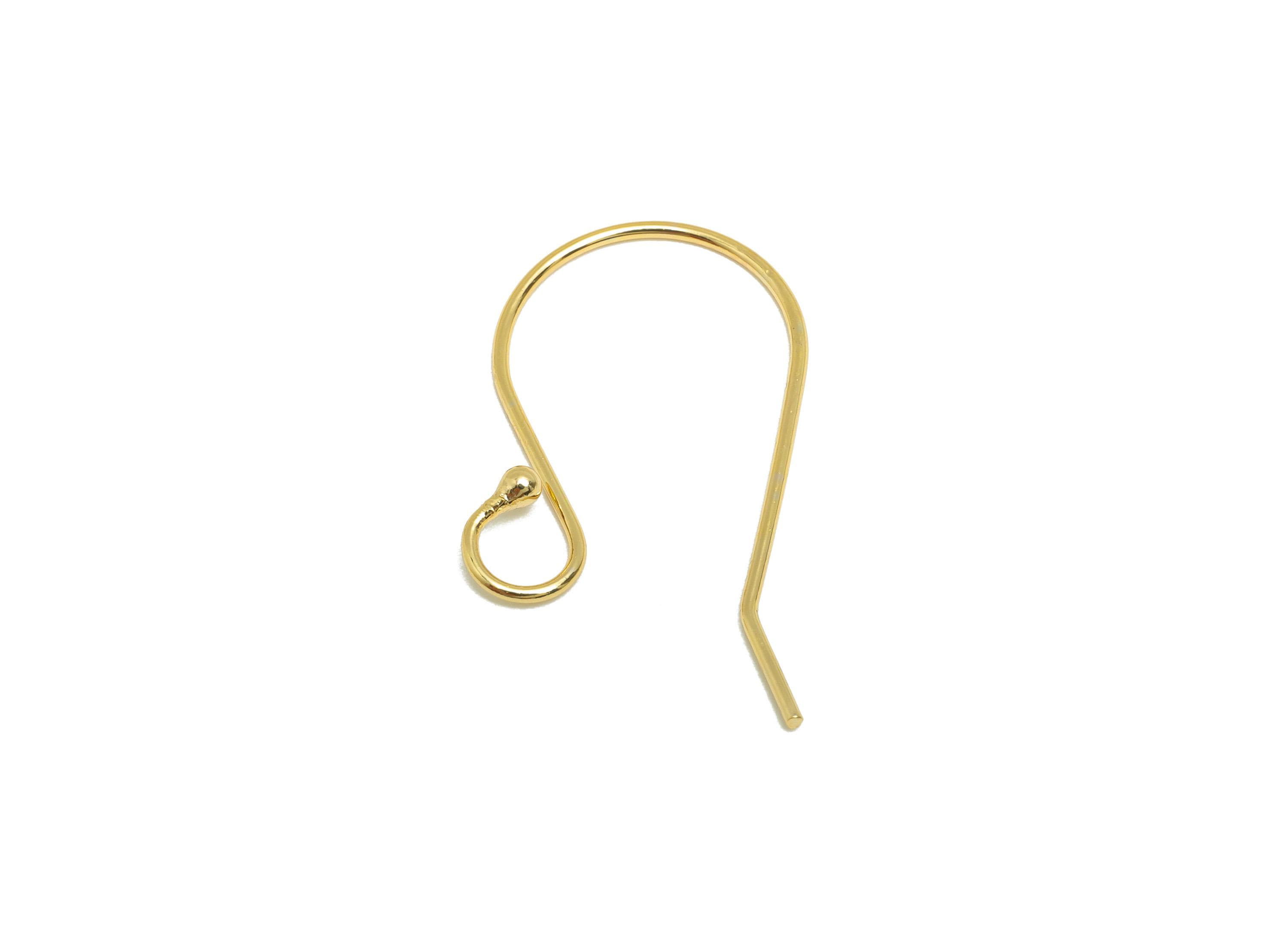 Brass Wire Hook - Metal Ear Wire Hook for Jewelry Making - Brass Hook Ear Wire for Earring - 18k Real Gold Plated - 29x15x2mm - RGP10221 - DOMEDBAZAAR