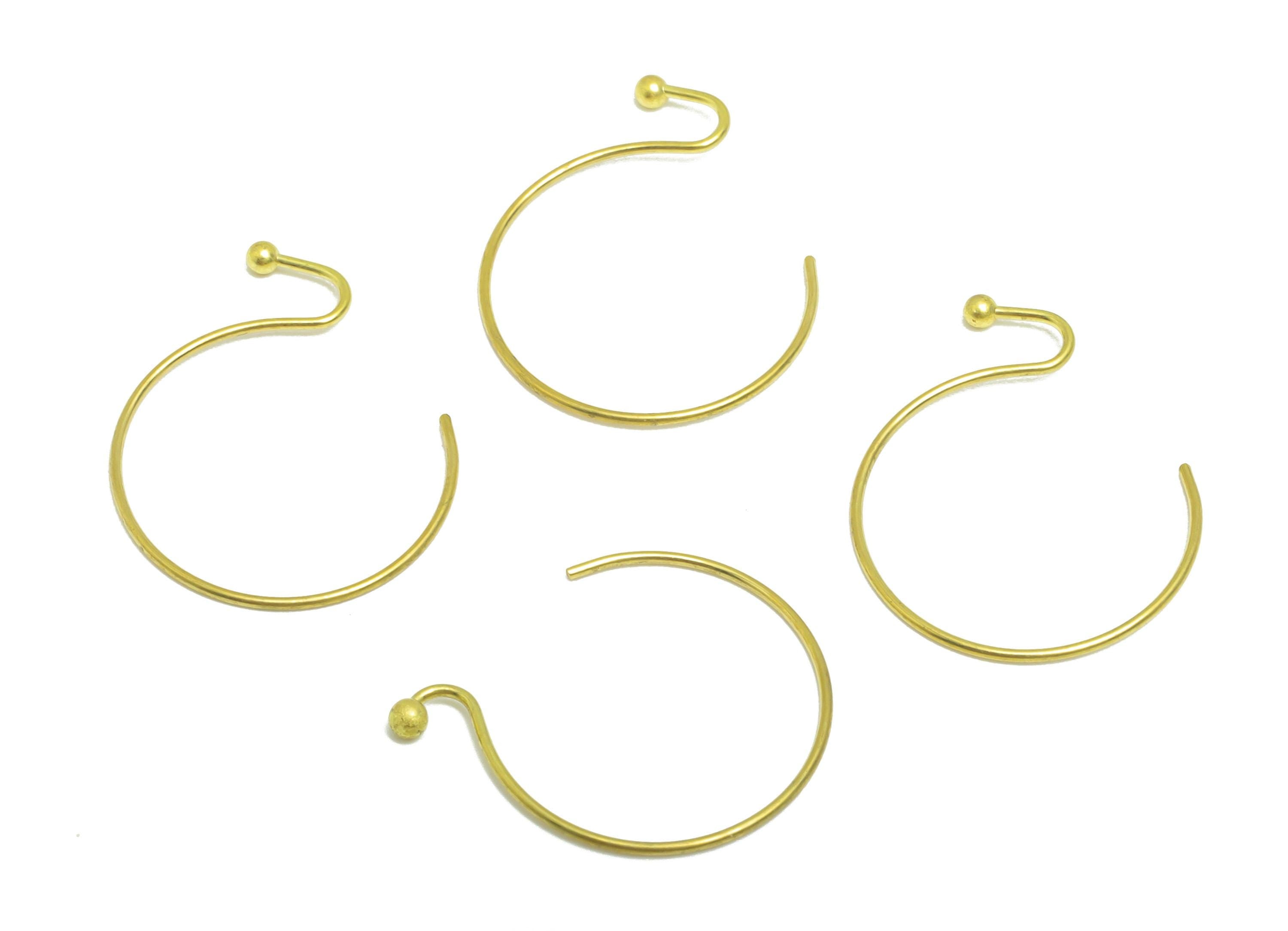 Brass Wire Hook - Metal Ear Wire Hook for Jewelry Making - Brass Hook Ear Wire for Earring - Jewelry Handmade Making - 17x15x1mm - PP10934 - DOMEDBAZAAR