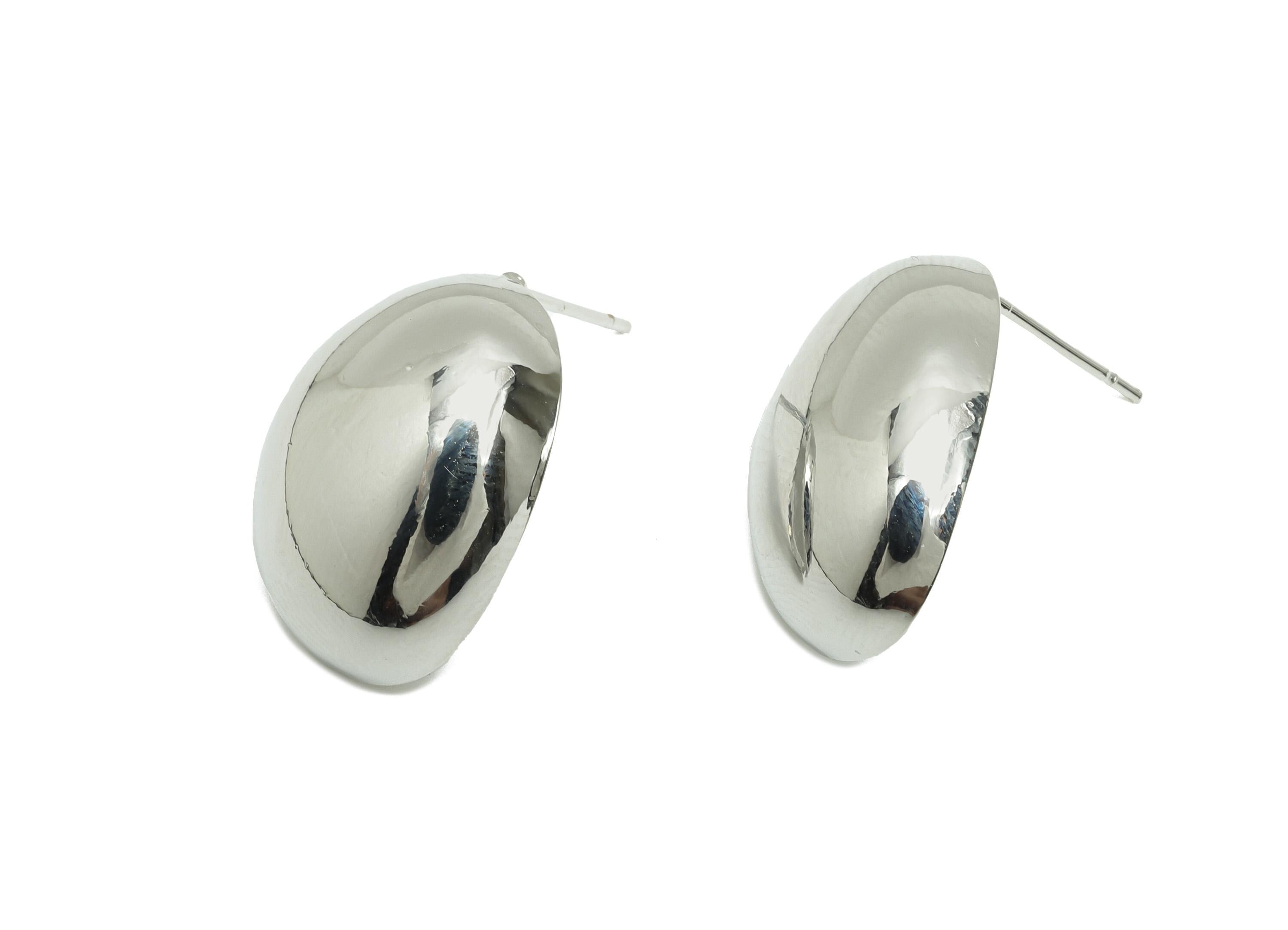 Brass Earring Post - Brass Silver Half-Dome Stud Earring - Minimalist  Elegant Earring - 18k Real White Gold Plating - 20x15x5mm - RGP10224 - DOMEDBAZAAR