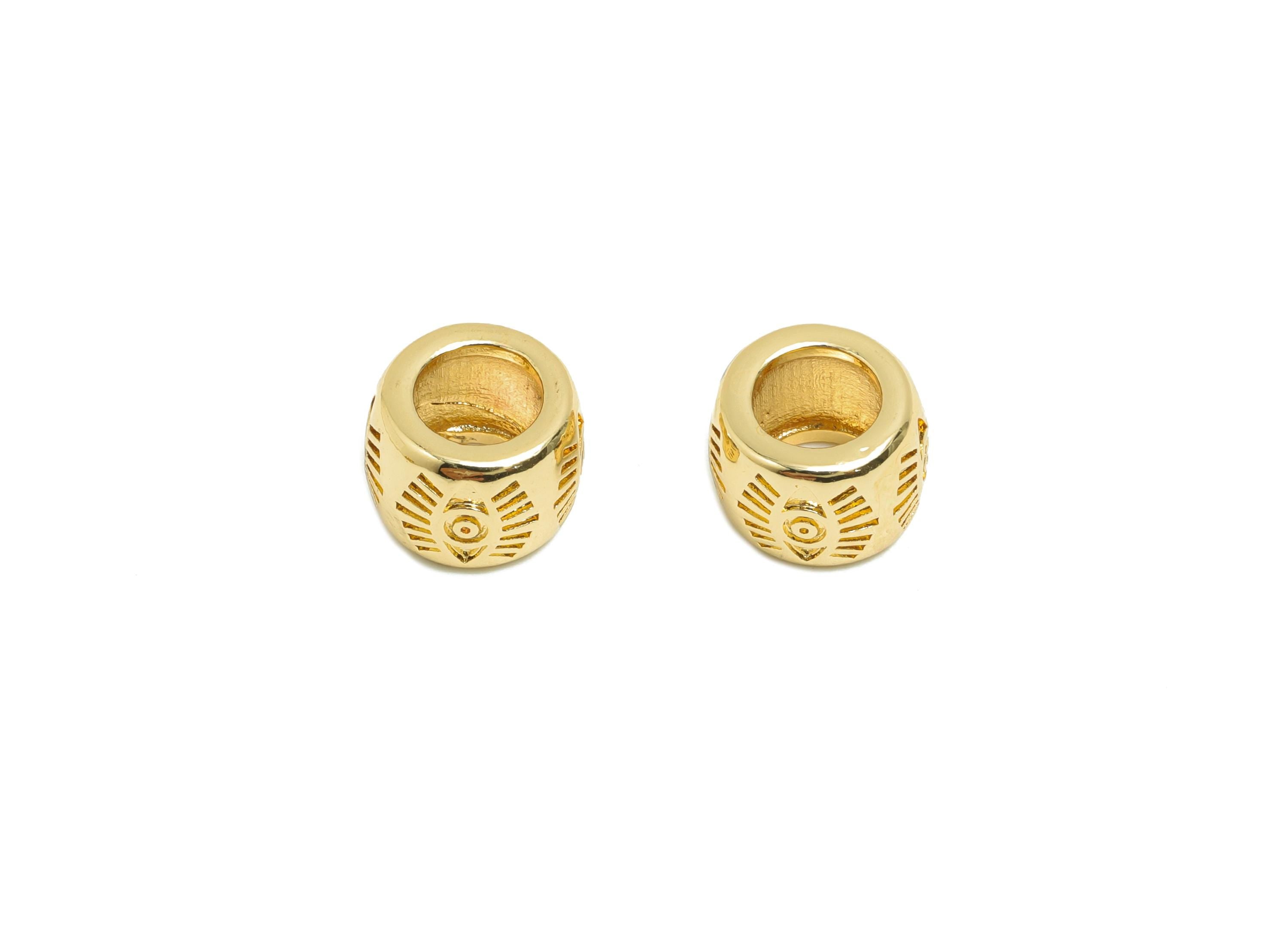 Gold Eye Spacer Beads - Brass Round Bracelet Spacer Beads - Eye Spacer Beads for Necklace - 18K Real Gold Plating - 10.1x7.2x9.8mm - RGP8420 - DOMEDBAZAAR