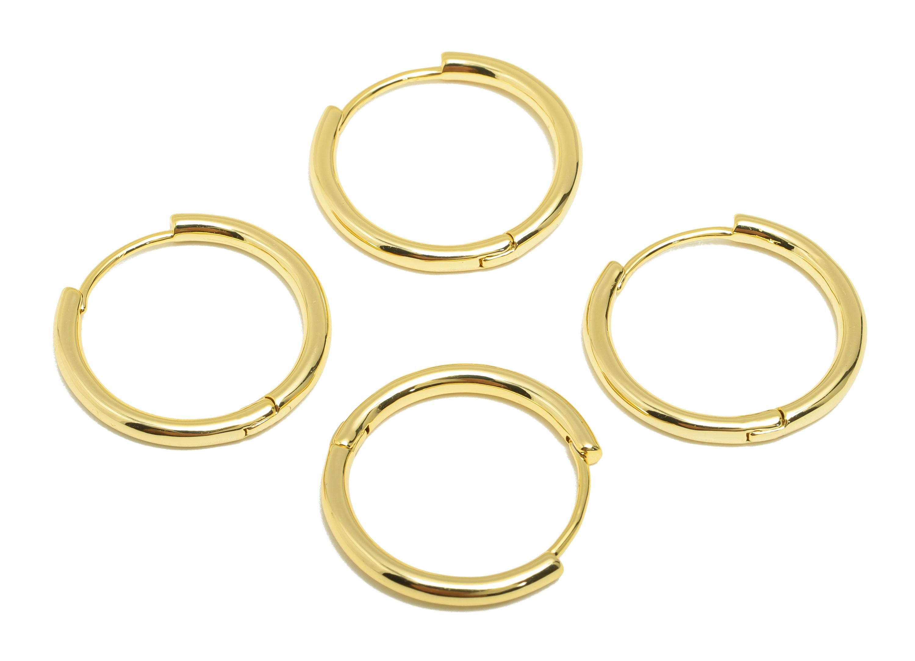 Brass Circle Hoop Earring - Gold Huggie Earring for Girls - Minimalist Daily Wear Hoop Ear - 18K Real Gold Plated - 19.8x19x2.1mm - RGP8910 - DOMEDBAZAAR