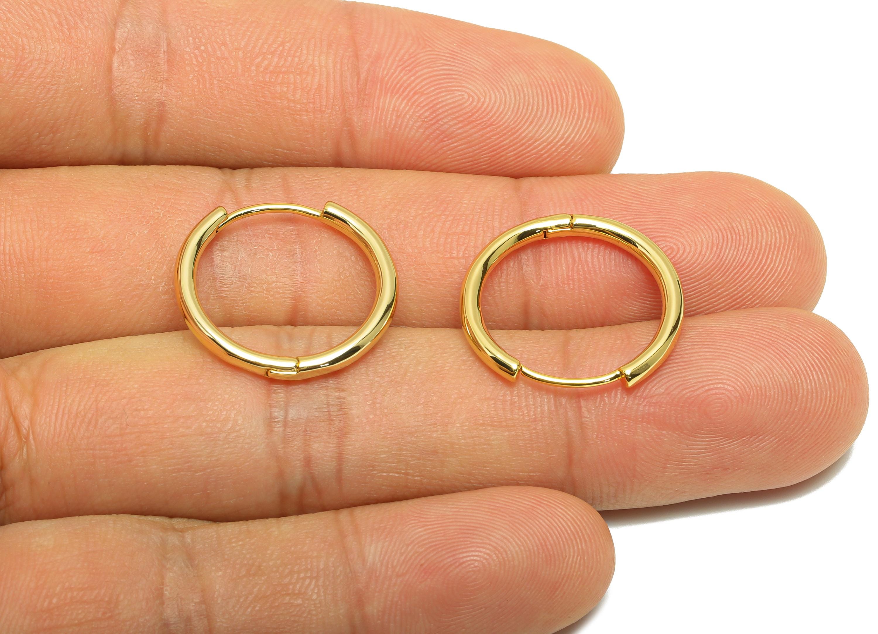 Brass Circle Hoop Earring - Gold Huggie Earring for Girls - Minimalist Daily Wear Hoop Ear - 18K Real Gold Plated - 19.8x19x2.1mm - RGP8910 - DOMEDBAZAAR
