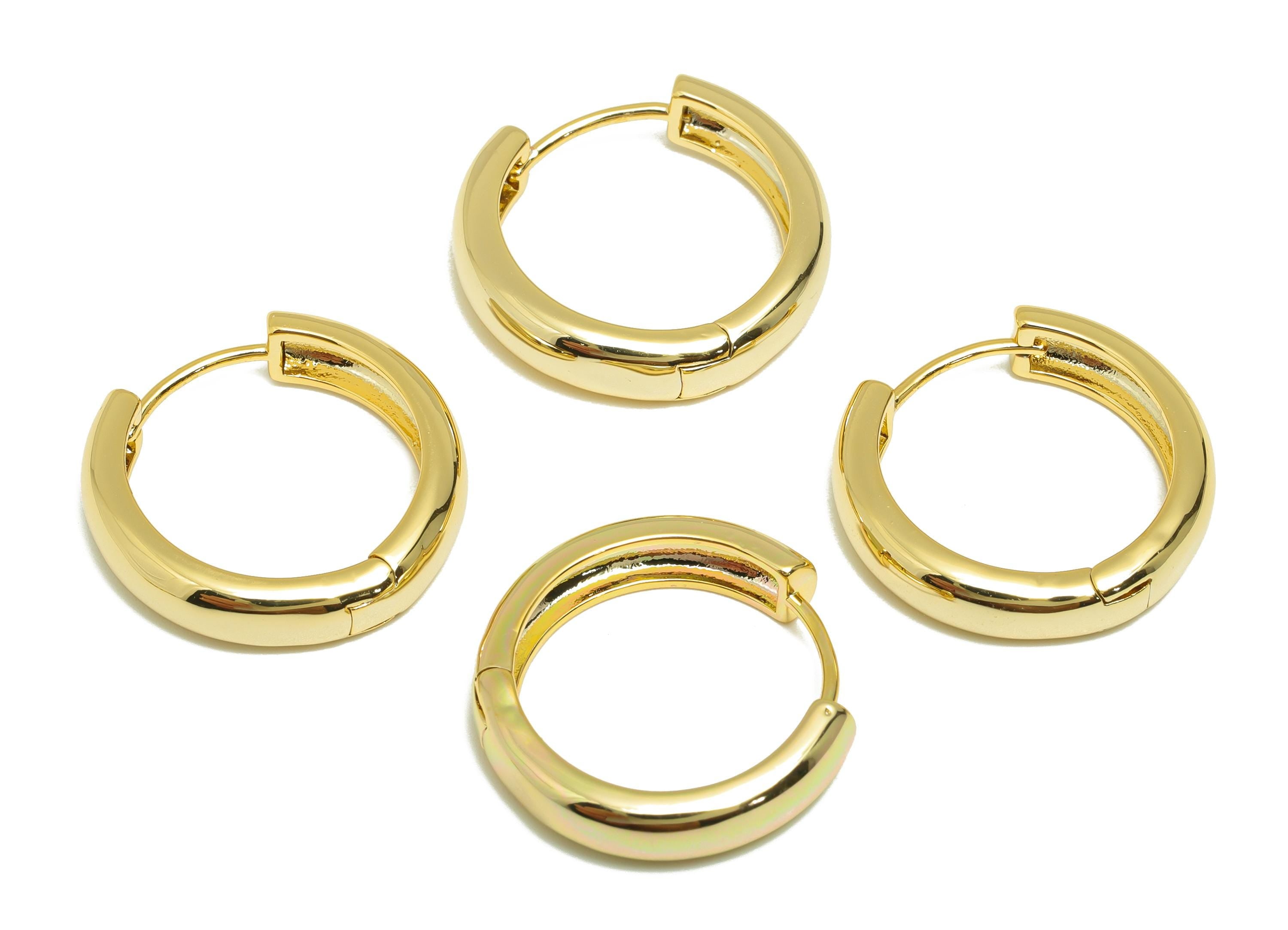 Brass Circle Hoop Earring - Gold Huggie Earring for Girls - Minimalist Daily Wear Hoop Ear - 18K Real Gold Plated - 22x20.3x4.9mm - RGP89111 - DOMEDBAZAAR