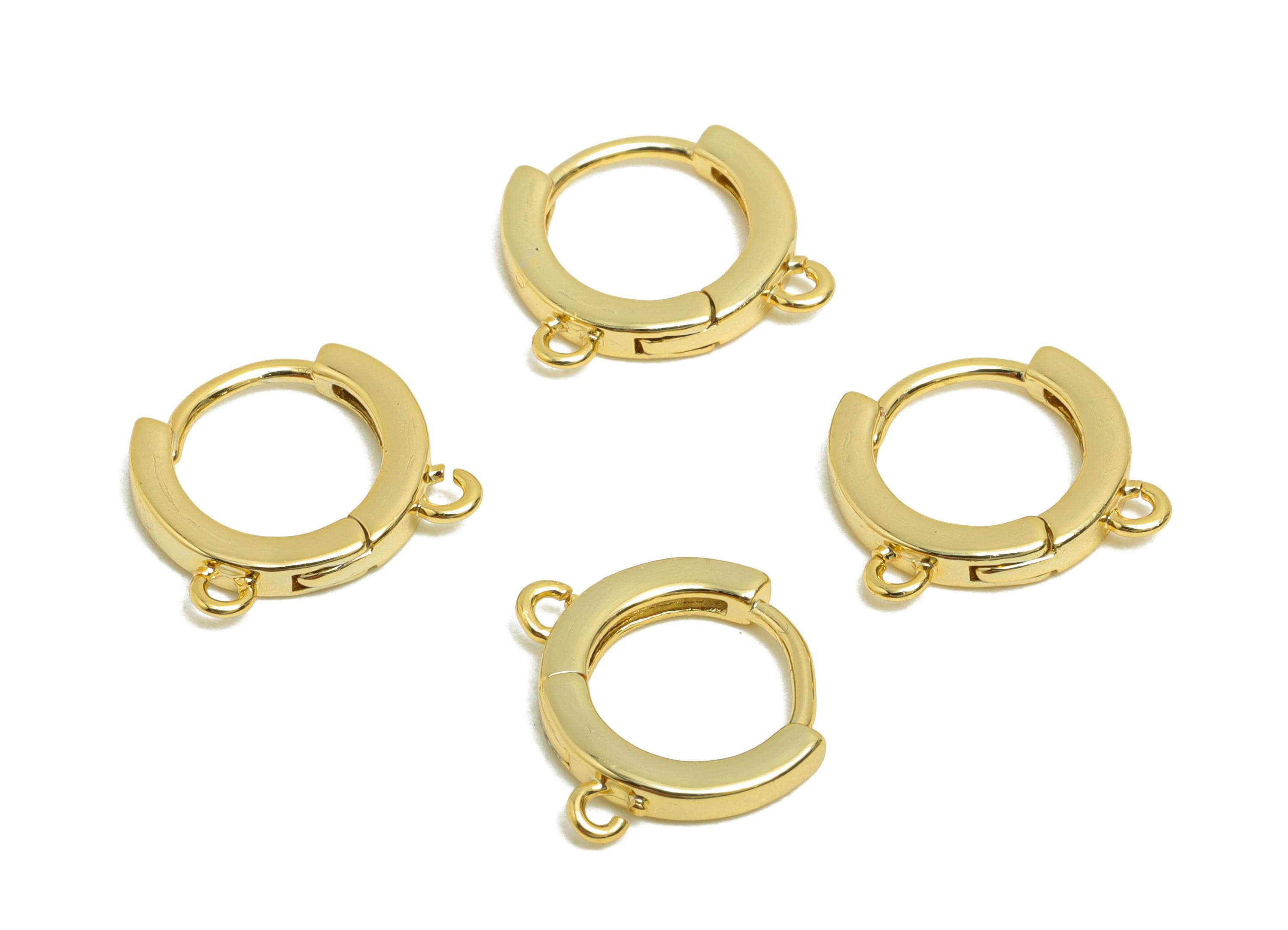 Brass Hoop Earring - Gold Huggie Earring for Girl&#39;s - Circle Daily Wear Earring with 2 Loop - 18K Real Gold Plating - 11.5x9.8x2mm - RGP8434 - DOMEDBAZAAR