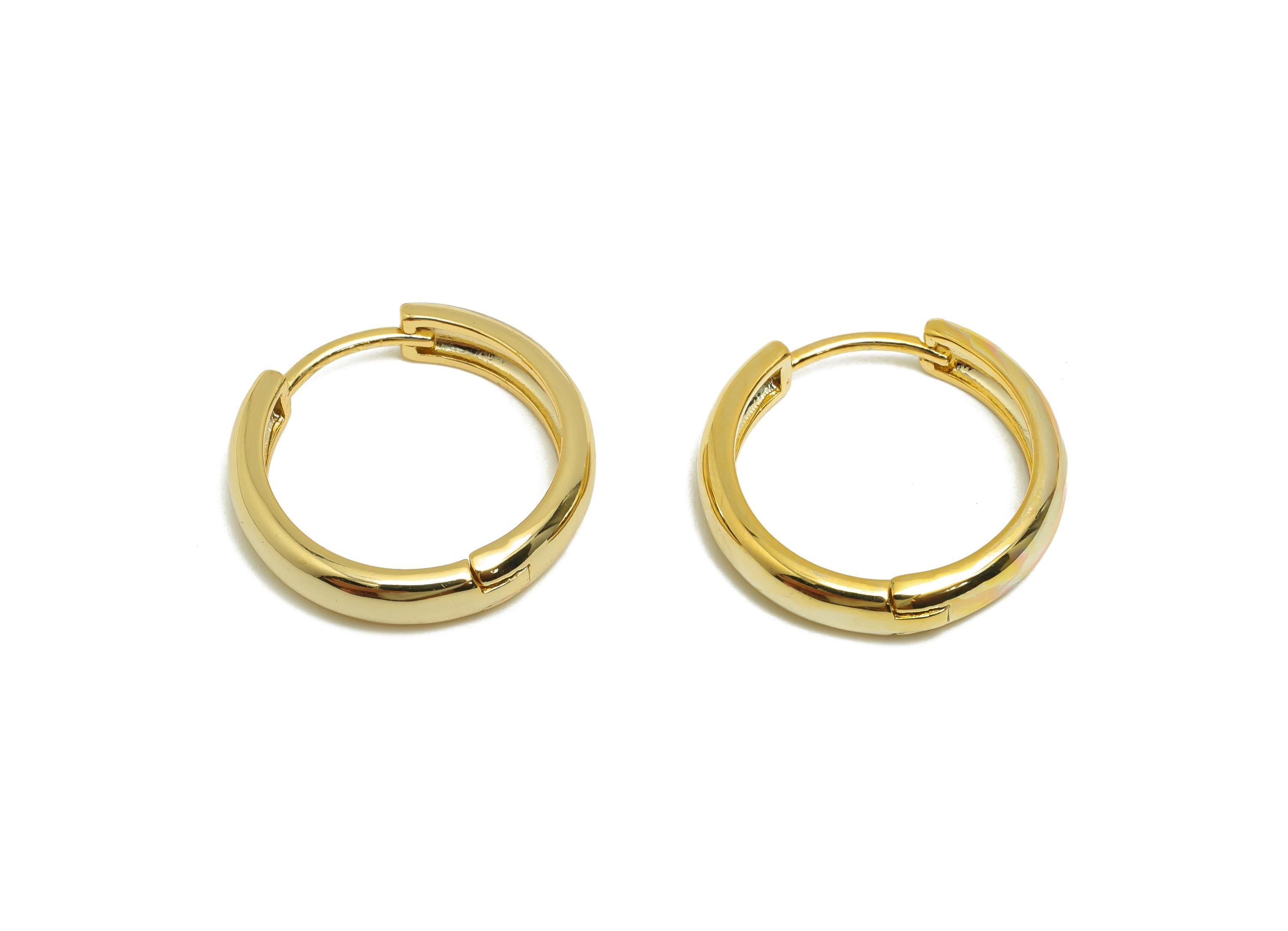 Brass Hoop Earring - Brass Huggie Earring  - Clasp Hoop Earring - Gold Jewelry Gift For Her - 18K Real Gold Plating - 20x19x4mm - RGP8616 - DOMEDBAZAAR