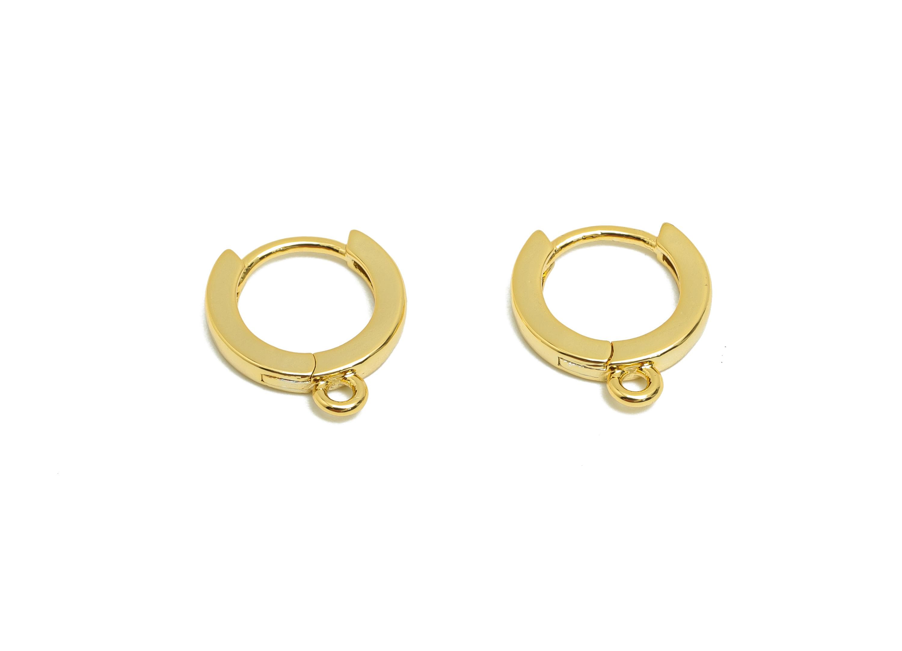 Brass Hoop Earring - Brass Huggie Earring  - Clasp Hoop Earring With Loop - Gold Jewelry - 18K Real Gold Plating - 13x12x1.94mm - RGP8617 - DOMEDBAZAAR