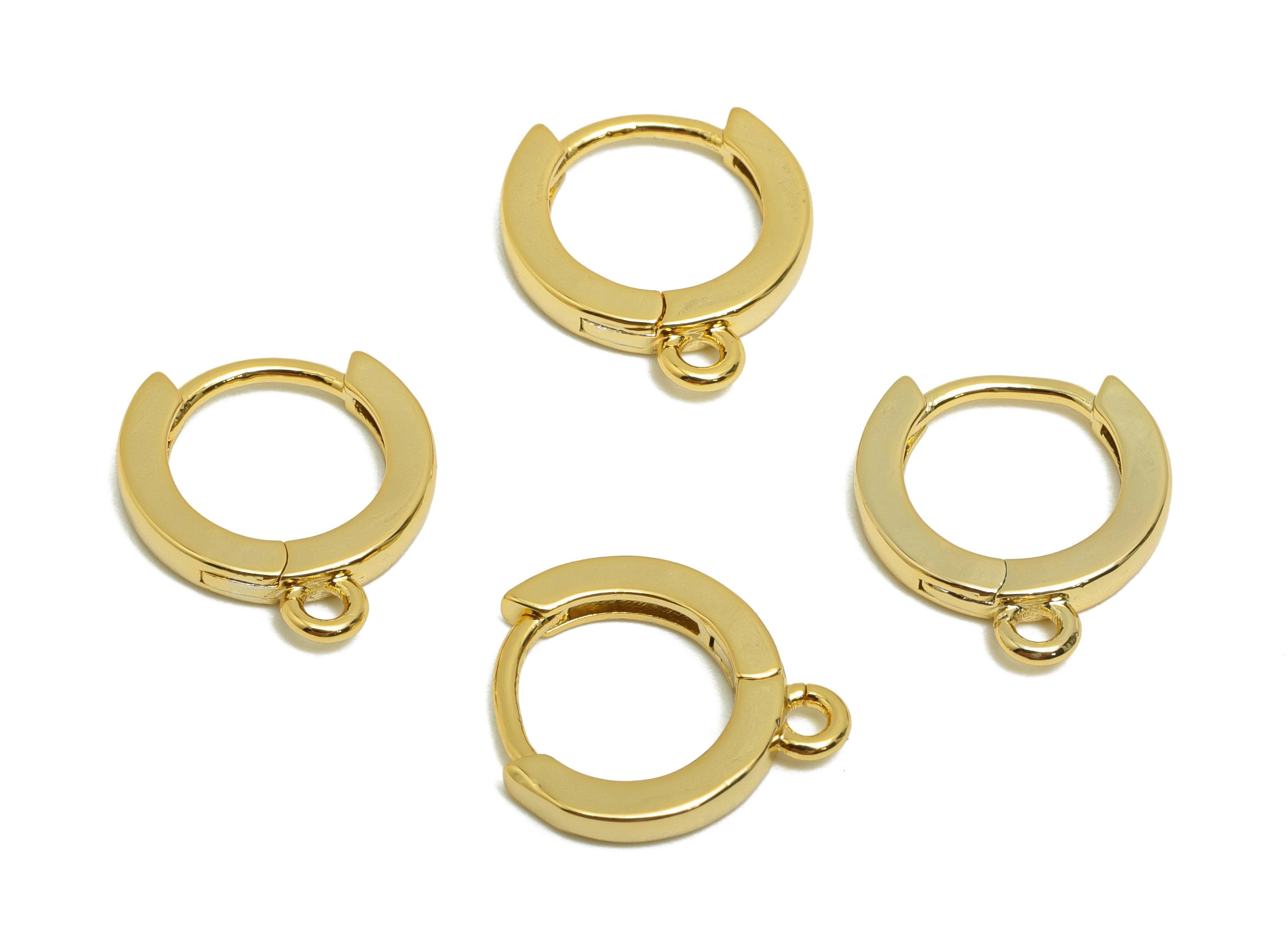 Brass Hoop Earring - Brass Huggie Earring  - Clasp Hoop Earring With Loop - Gold Jewelry - 18K Real Gold Plating - 13x12x1.94mm - RGP8617 - DOMEDBAZAAR