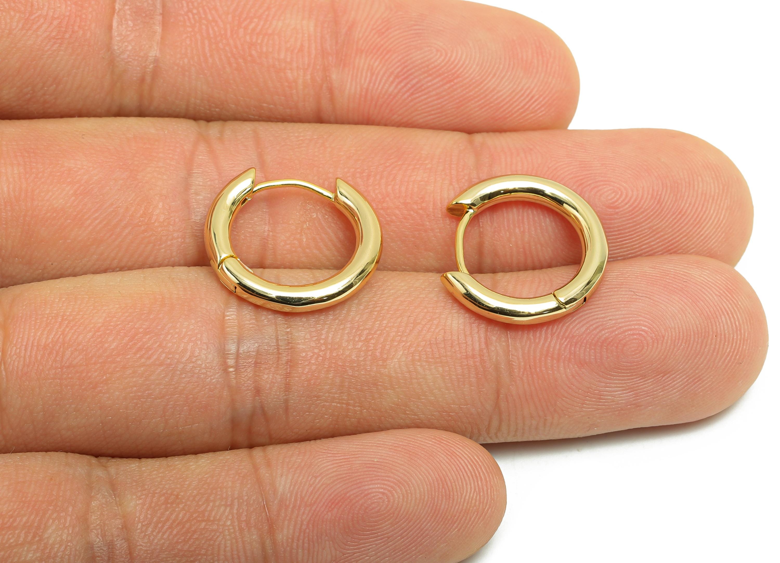 Brass Round Hoop Earring - Gold Huggie Earring for Girl&#39;s - Thick Circle Daily Wear Earring - 18K Real Gold Plated - 17x15.4x2.5mm - RGP8441 - DOMEDBAZAAR