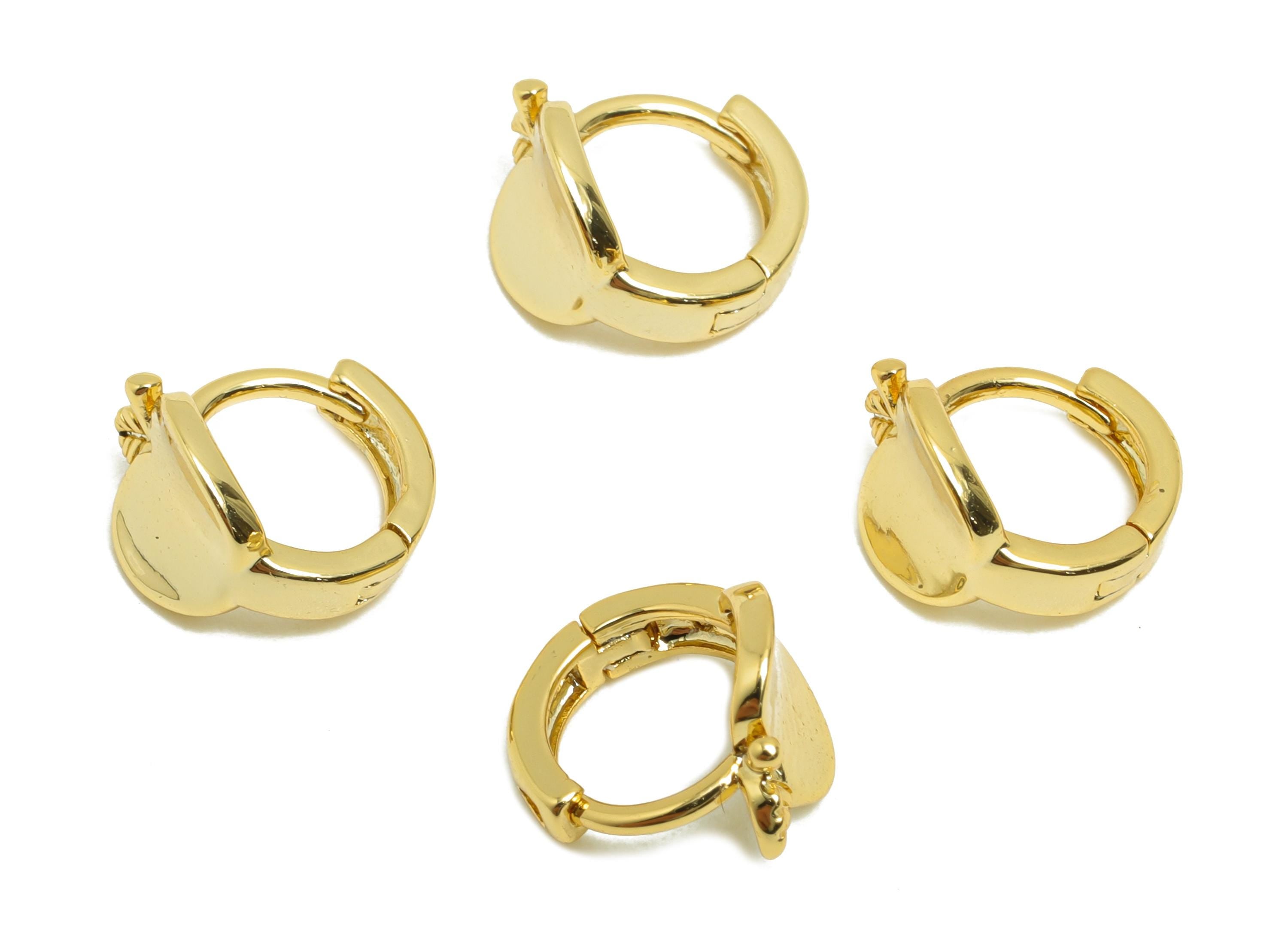 Brass Mini Apple Earring - Gold Huggie Hoop Earring for Girl&#39;s - Circle Daily Wear Earring - 18K Real Gold Plated - 9.4x9x6.9mm - RGP8450 - DOMEDBAZAAR