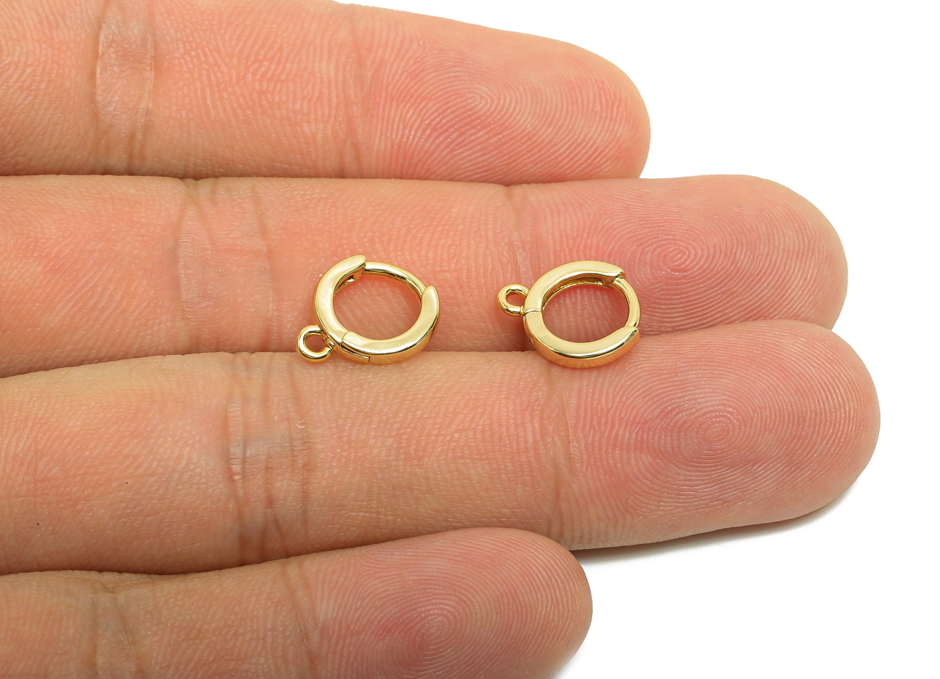 Brass Mini Hoop Earring - Gold Huggie Earring for Girl&#39;s - Daily Wear Earring with Loop - 18K Real Gold Plating - 12.4x10.2x1.83mm - RGP8466 - DOMEDBAZAAR