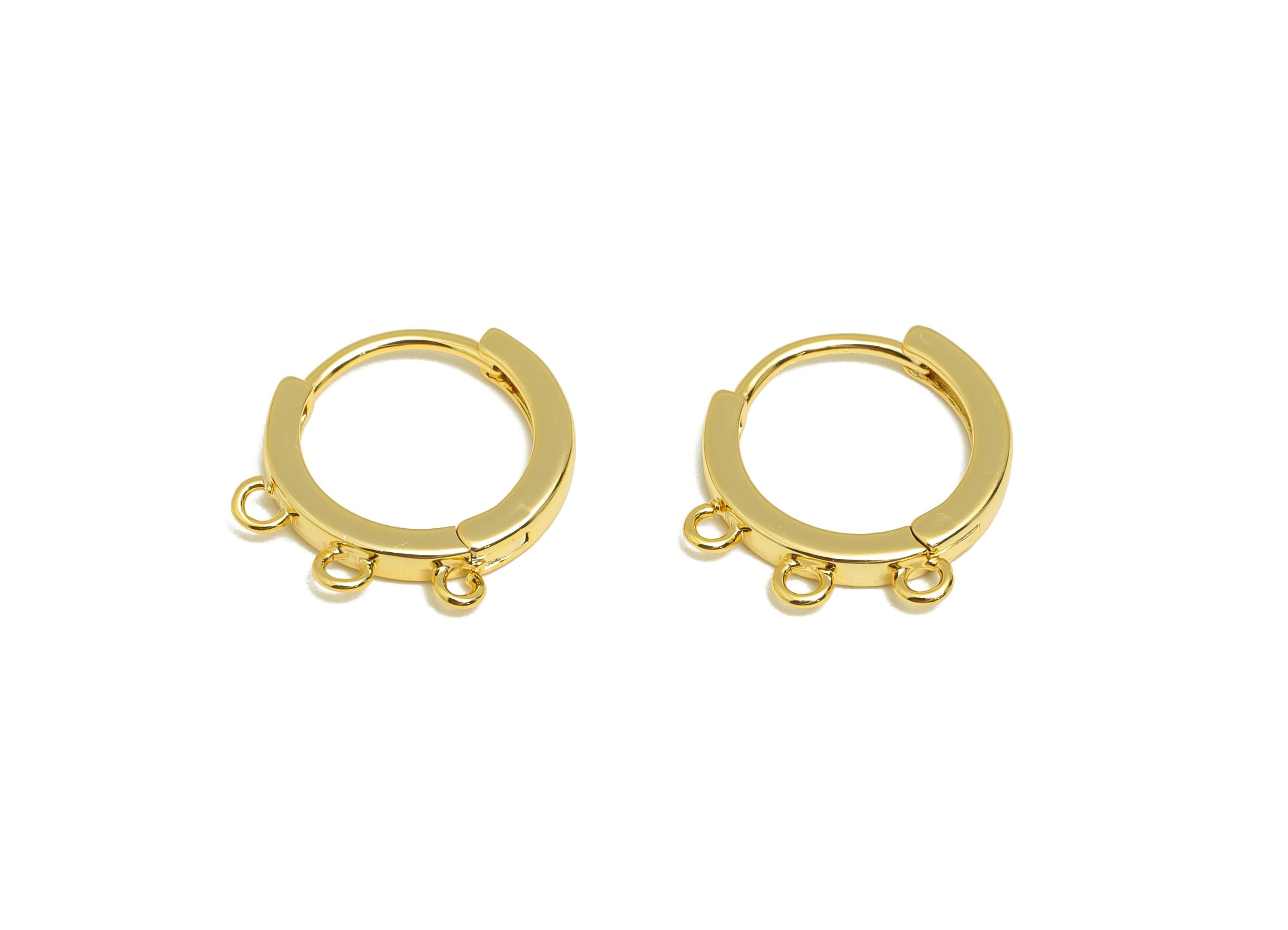 Brass Circle Hoop Earring - Gold Huggie Earring for Girls - Daily Wear Hoop Ear with Loop - 18K Real Gold Plated - 14.8x14.3x2.12mm -RGP8914 - DOMEDBAZAAR