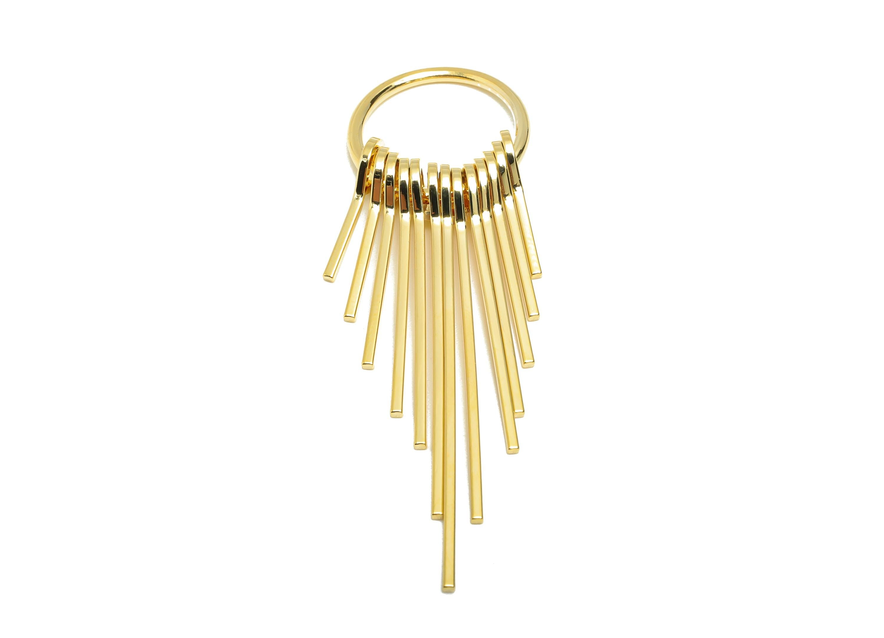 Brass Circle Fringe Charm - Gold Hoop Fringe Dangle Charm - Cascading Pendant for Earring - 18K Real Gold Plating - 62x17.9x5.7mm - RGP8921 - DOMEDBAZAAR