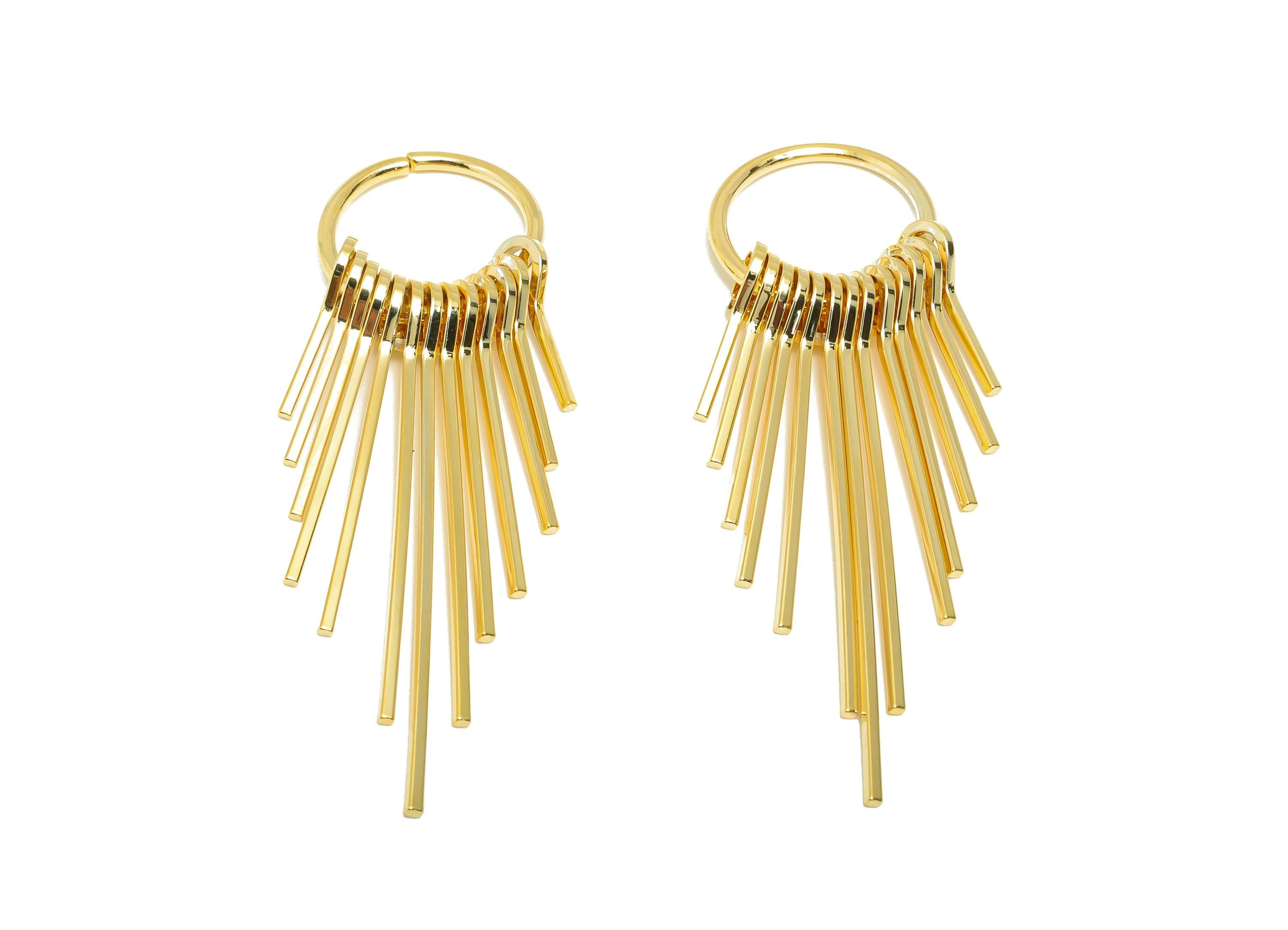 Brass Circle Fringe Charm - Gold Hoop Fringe Dangle Charm - Cascading Pendant for Earring - 18K Real Gold Plating - 62x17.9x5.7mm - RGP8921 - DOMEDBAZAAR