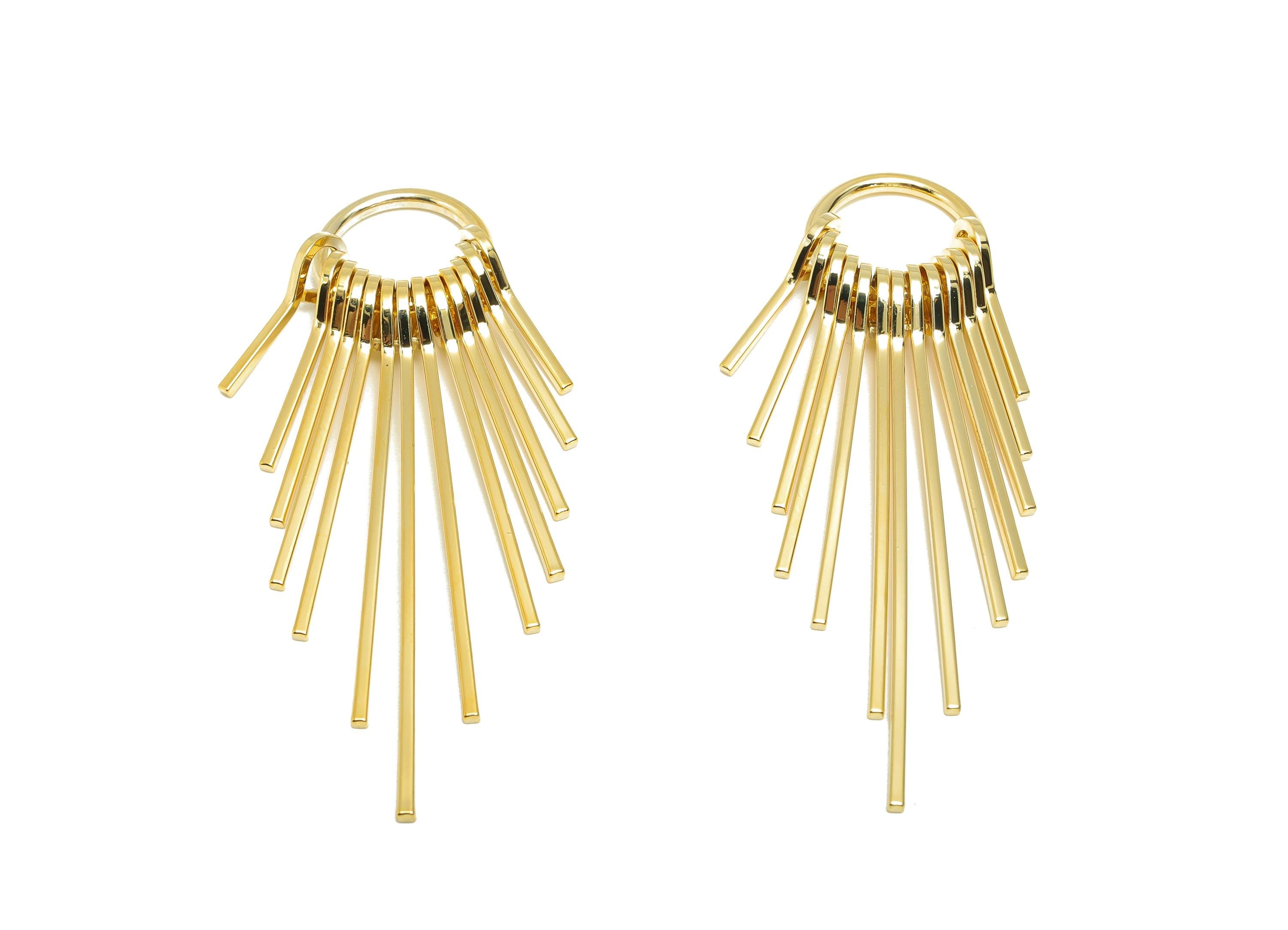 Brass Circle Fringe Charm - Gold Hoop Fringe Dangle Charm - Cascading Pendant for Necklace - 18K Real Gold Plating -58.2x14.3x5.6mm- RGP8922 - DOMEDBAZAAR