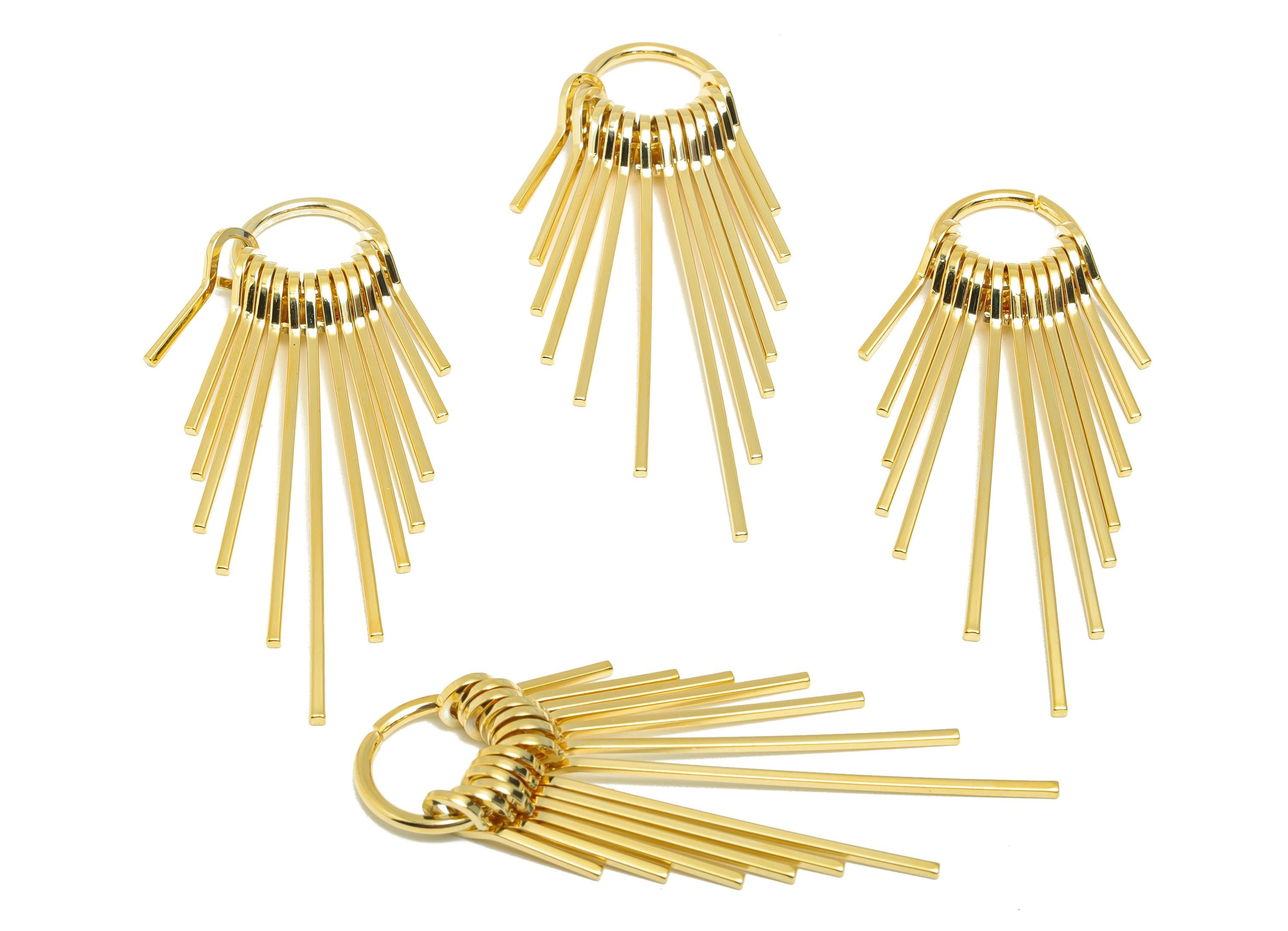 Brass Circle Fringe Charm - Gold Hoop Fringe Dangle Charm - Cascading Pendant for Necklace - 18K Real Gold Plating -58.2x14.3x5.6mm- RGP8922 - DOMEDBAZAAR