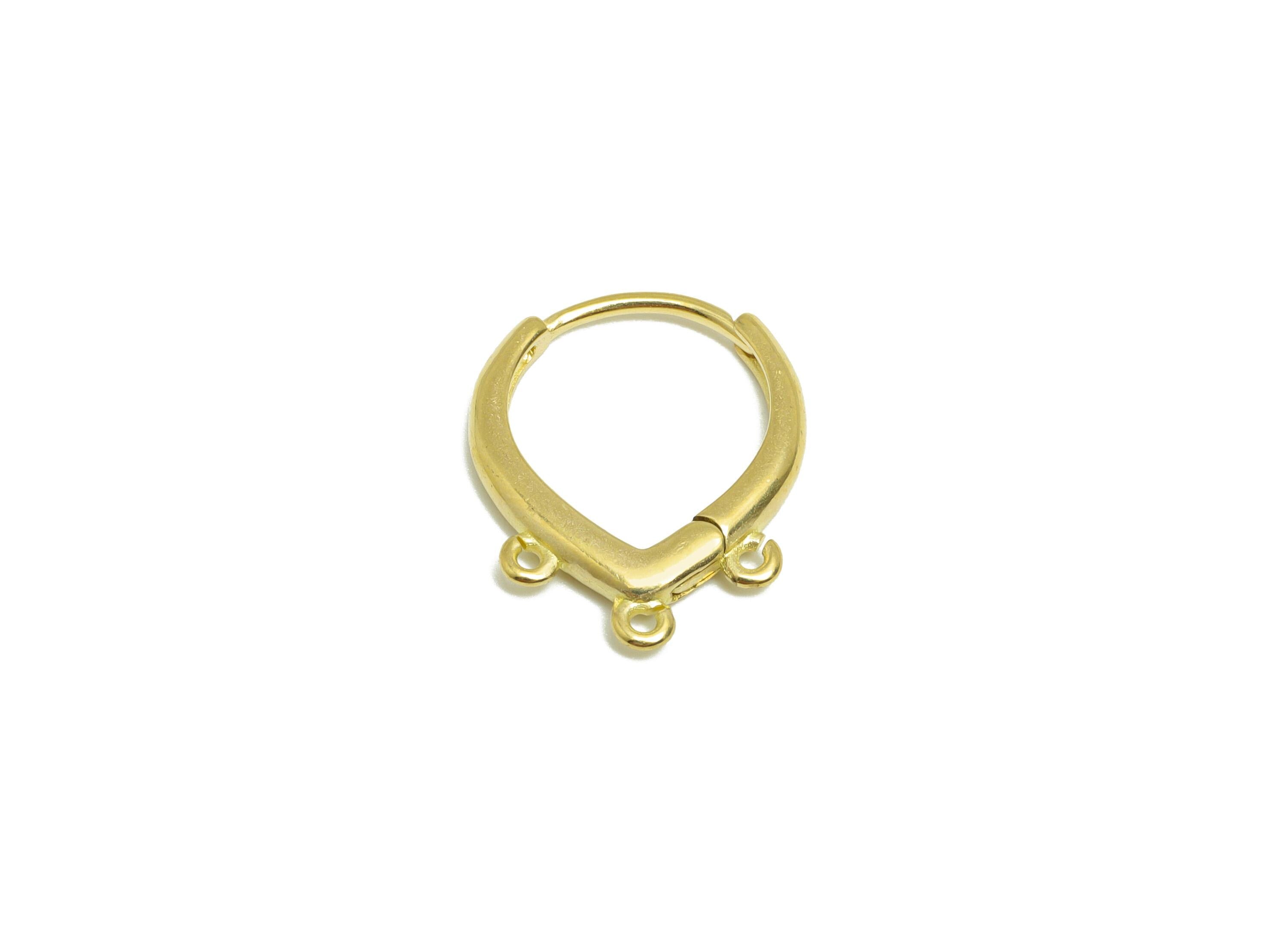 Brass Drop Hoop Earring - Raw Brass Teardrop Huggie Earring  - Minimalist Ring With Triple Loop Accents - Geometry Hoop - 17x13x2mm -PP10943 - DOMEDBAZAAR