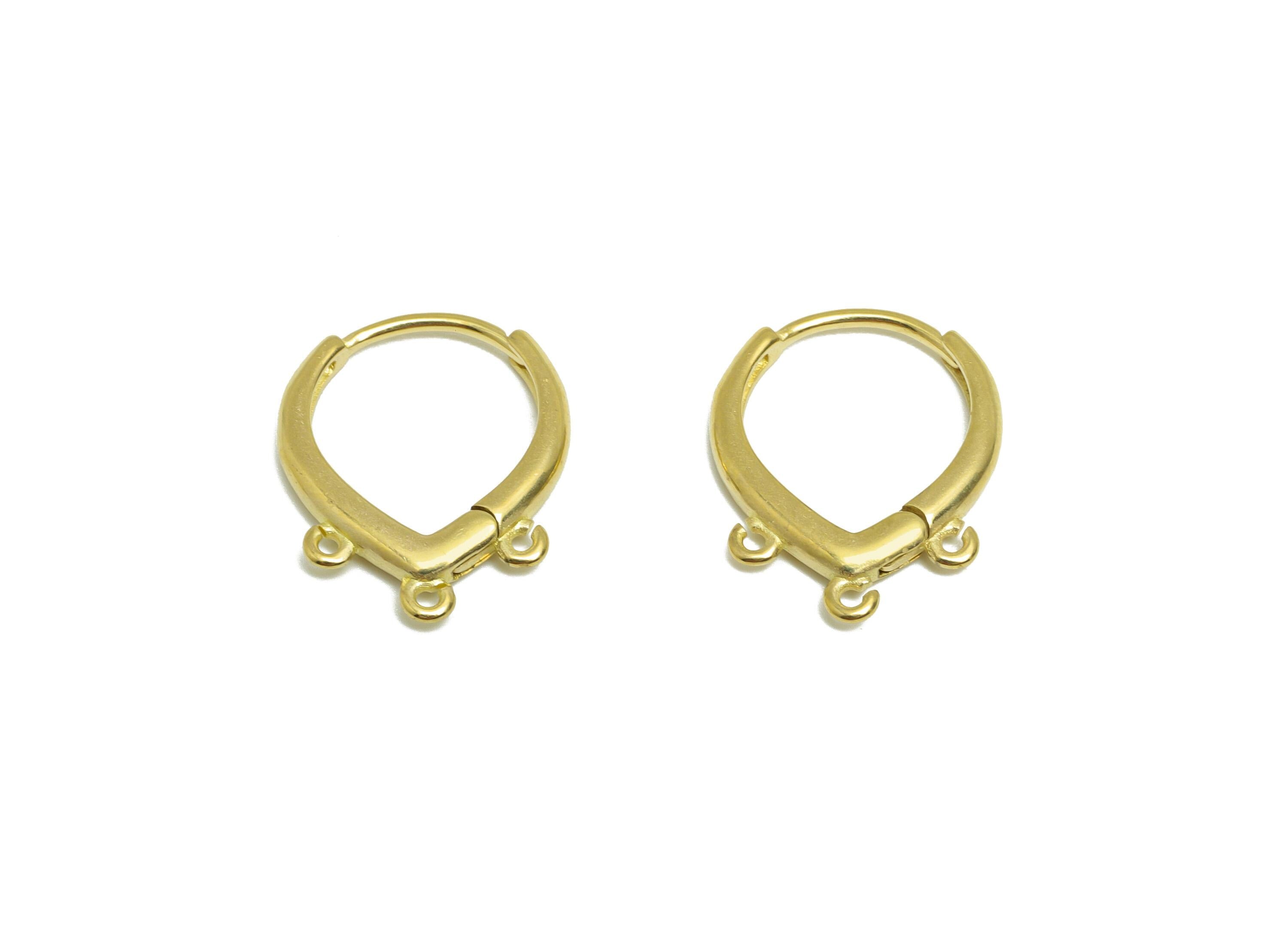 Brass Drop Hoop Earring - Raw Brass Teardrop Huggie Earring  - Minimalist Ring With Triple Loop Accents - Geometry Hoop - 17x13x2mm -PP10943 - DOMEDBAZAAR