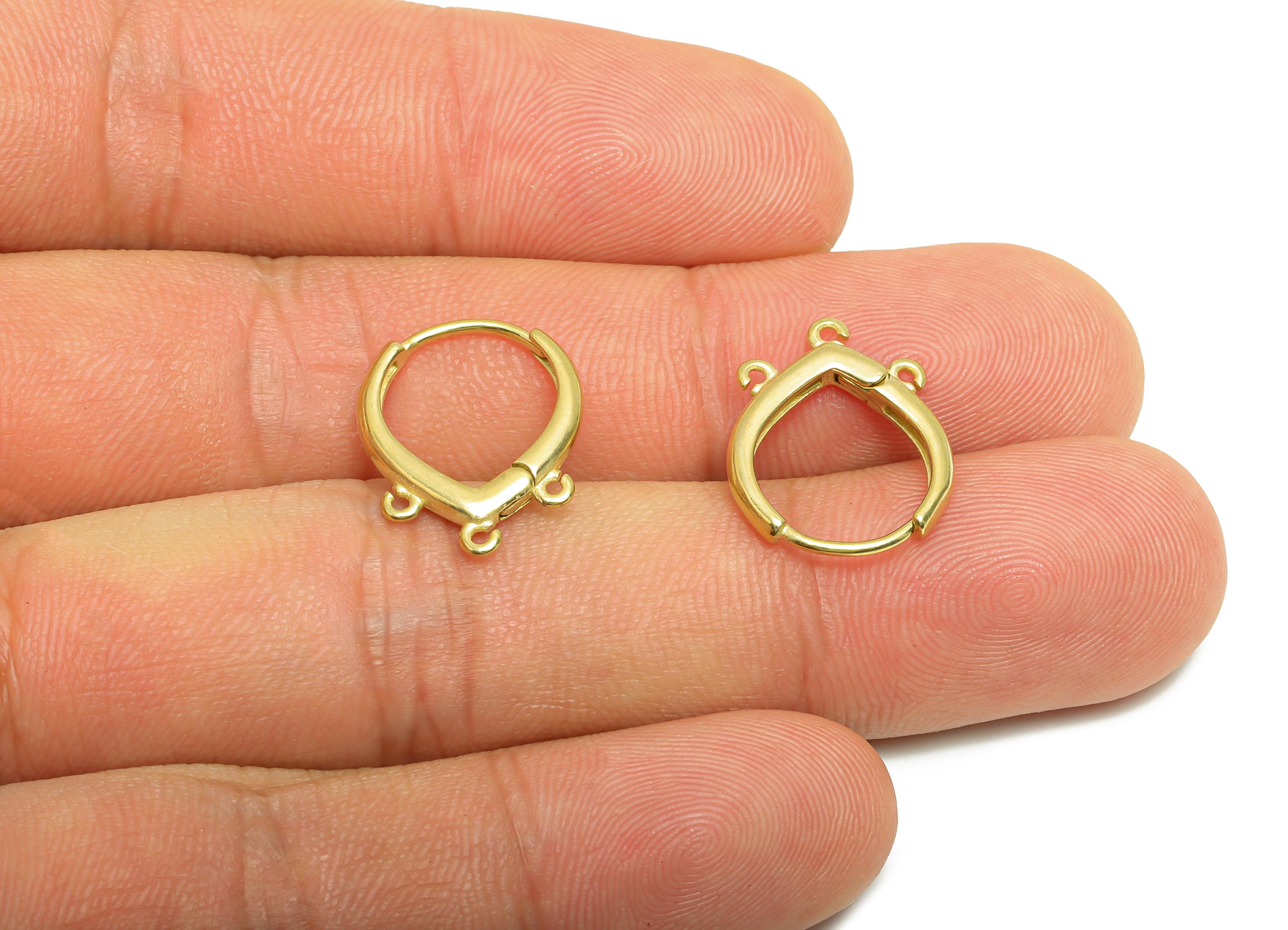 Brass Drop Hoop Earring - Raw Brass Teardrop Huggie Earring  - Minimalist Ring With Triple Loop Accents - Geometry Hoop - 17x13x2mm -PP10943 - DOMEDBAZAAR